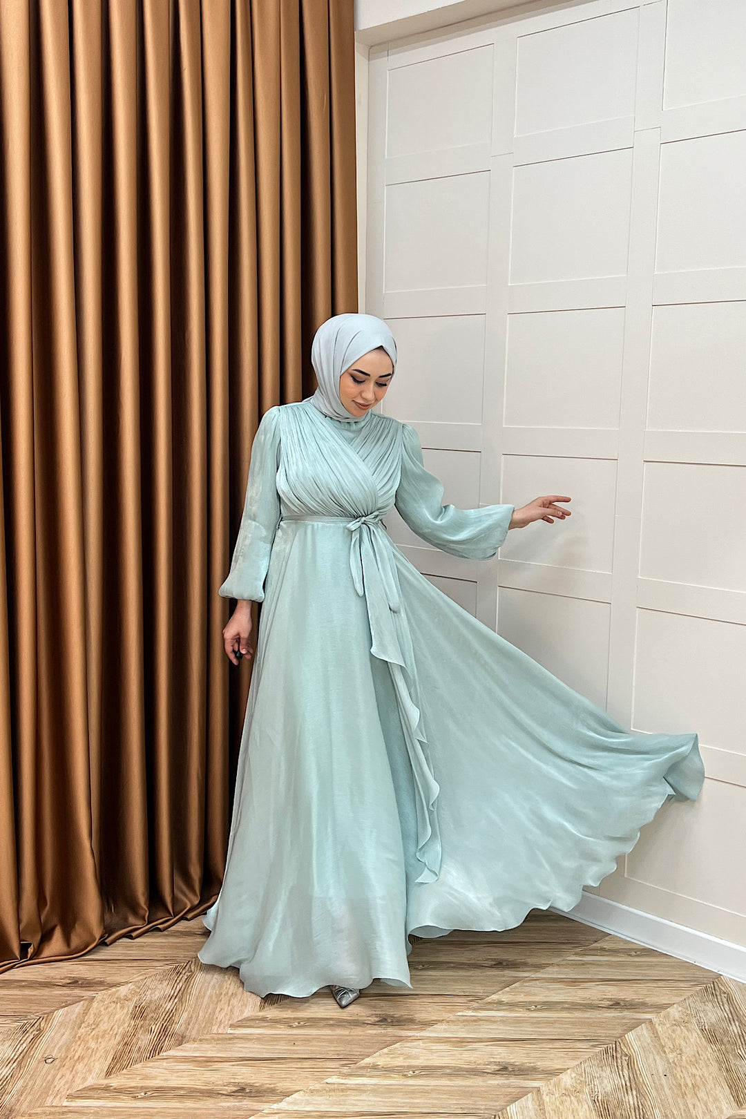 Luna Saten Abiye Mint Mavisi 3072-MINTMAVISI