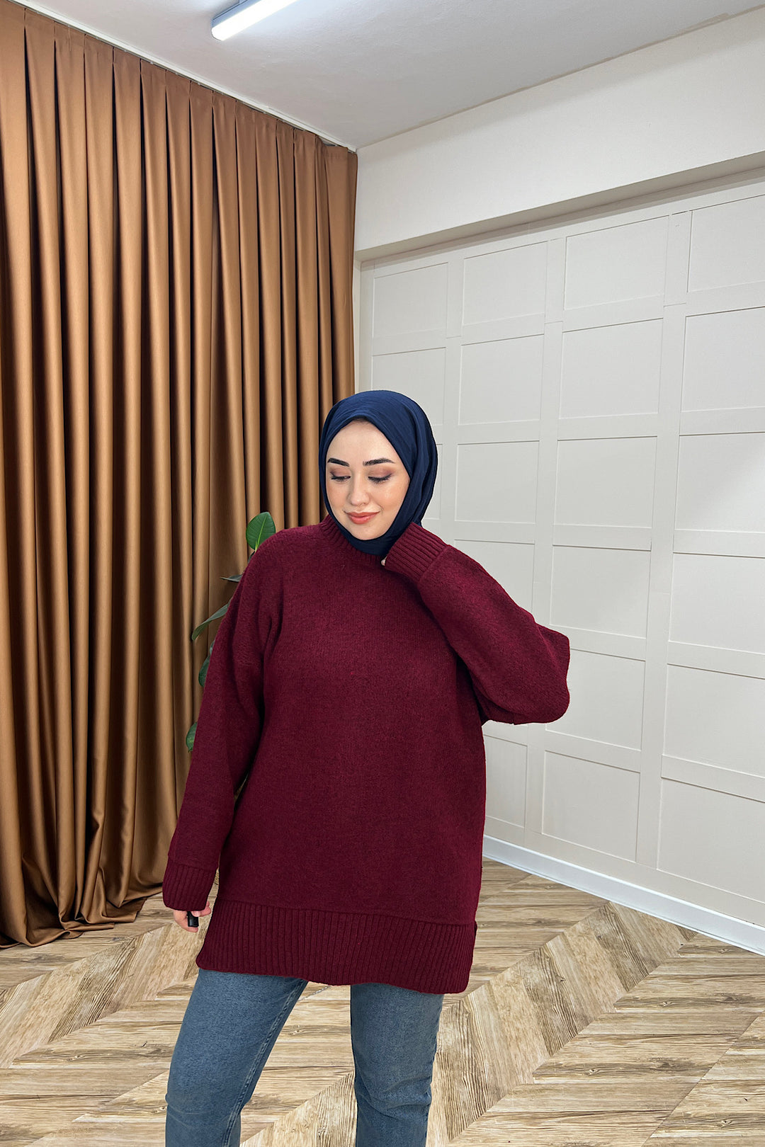 Lones Yumoş Tunik Bordo 26194-BORDO