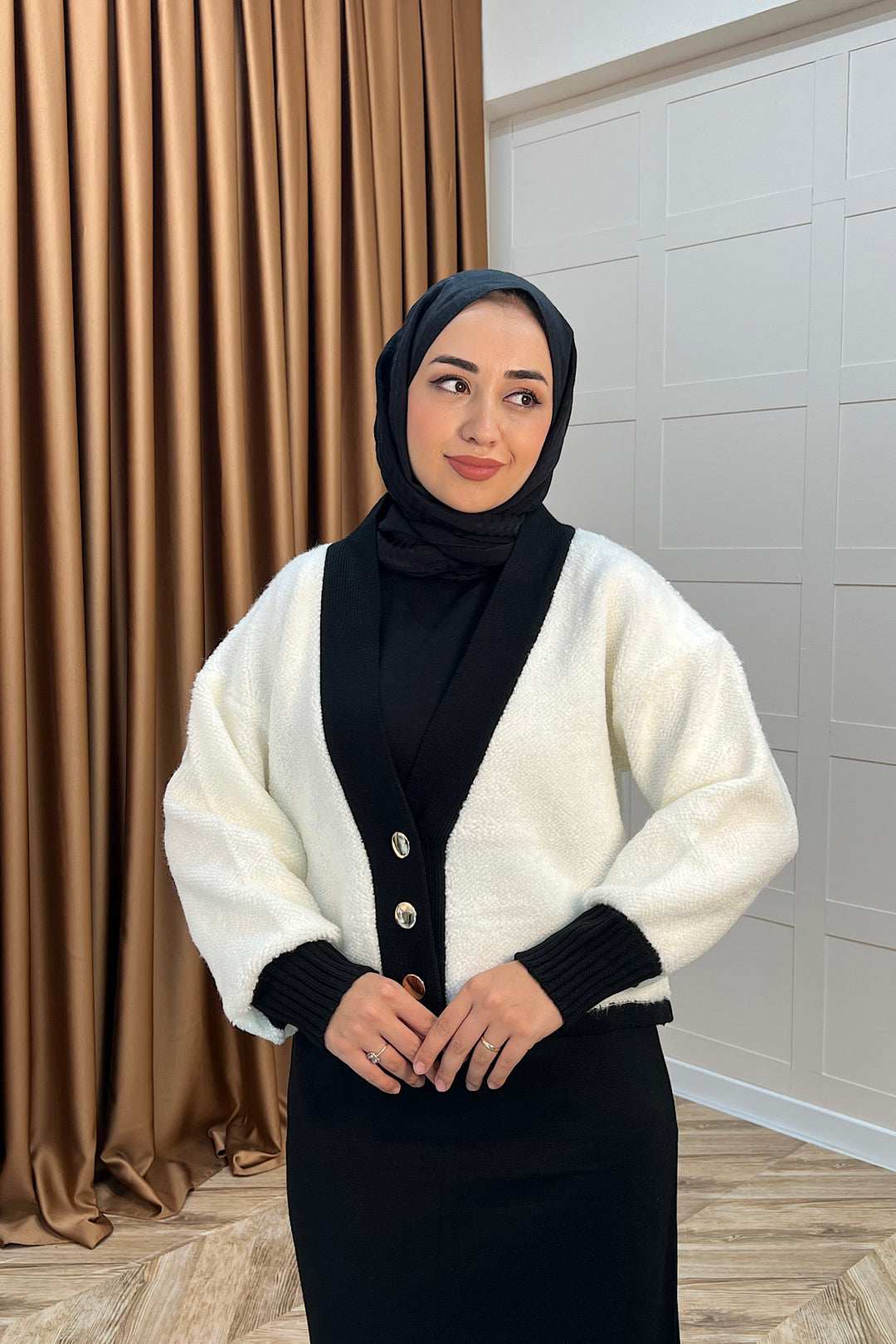 Sezen İkili Triko Elbise Siyah 241090-SIYAH