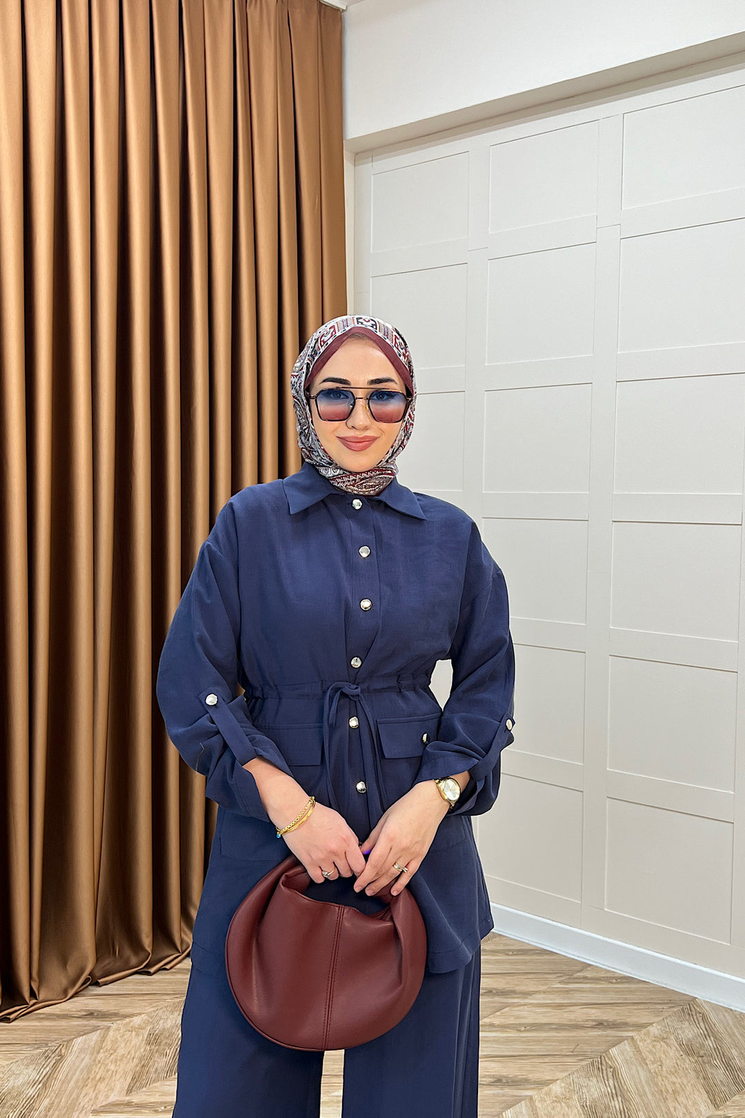 Aria Belden Bağlamalı İkili Takım İndigo 3184-INDIGO