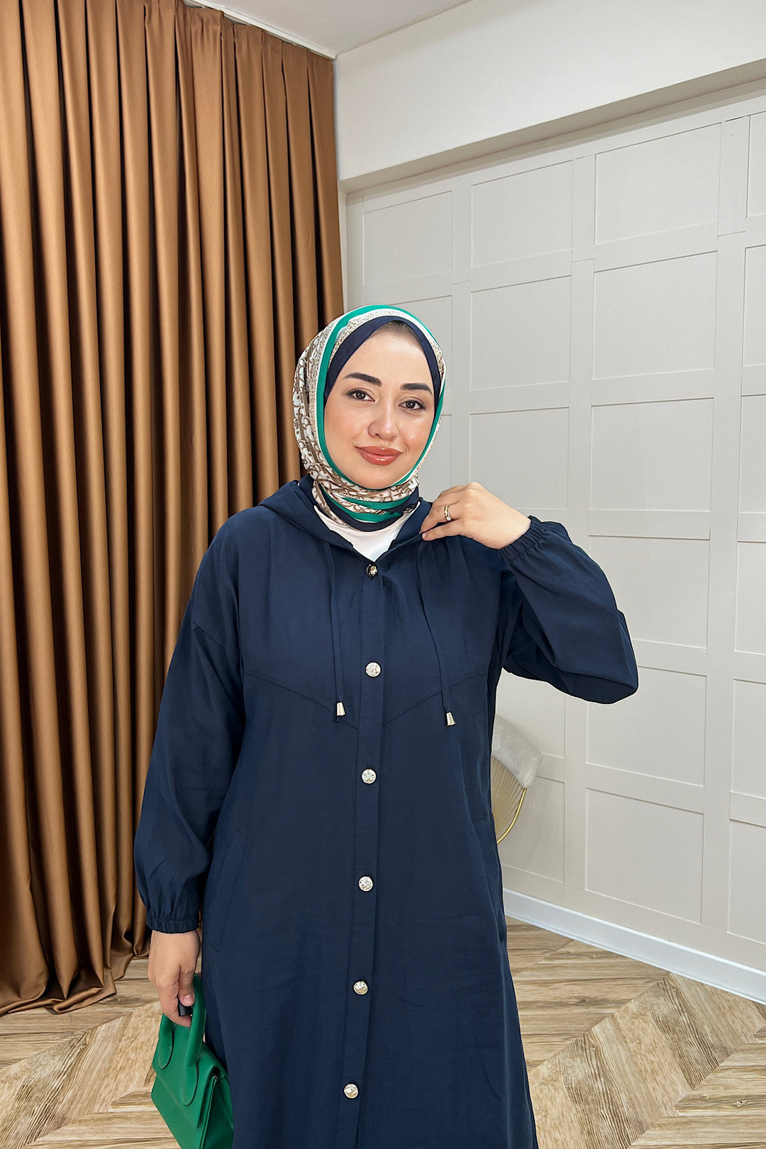 004-Liana Düğmeli Kap Lacivert 004-LACIVERT