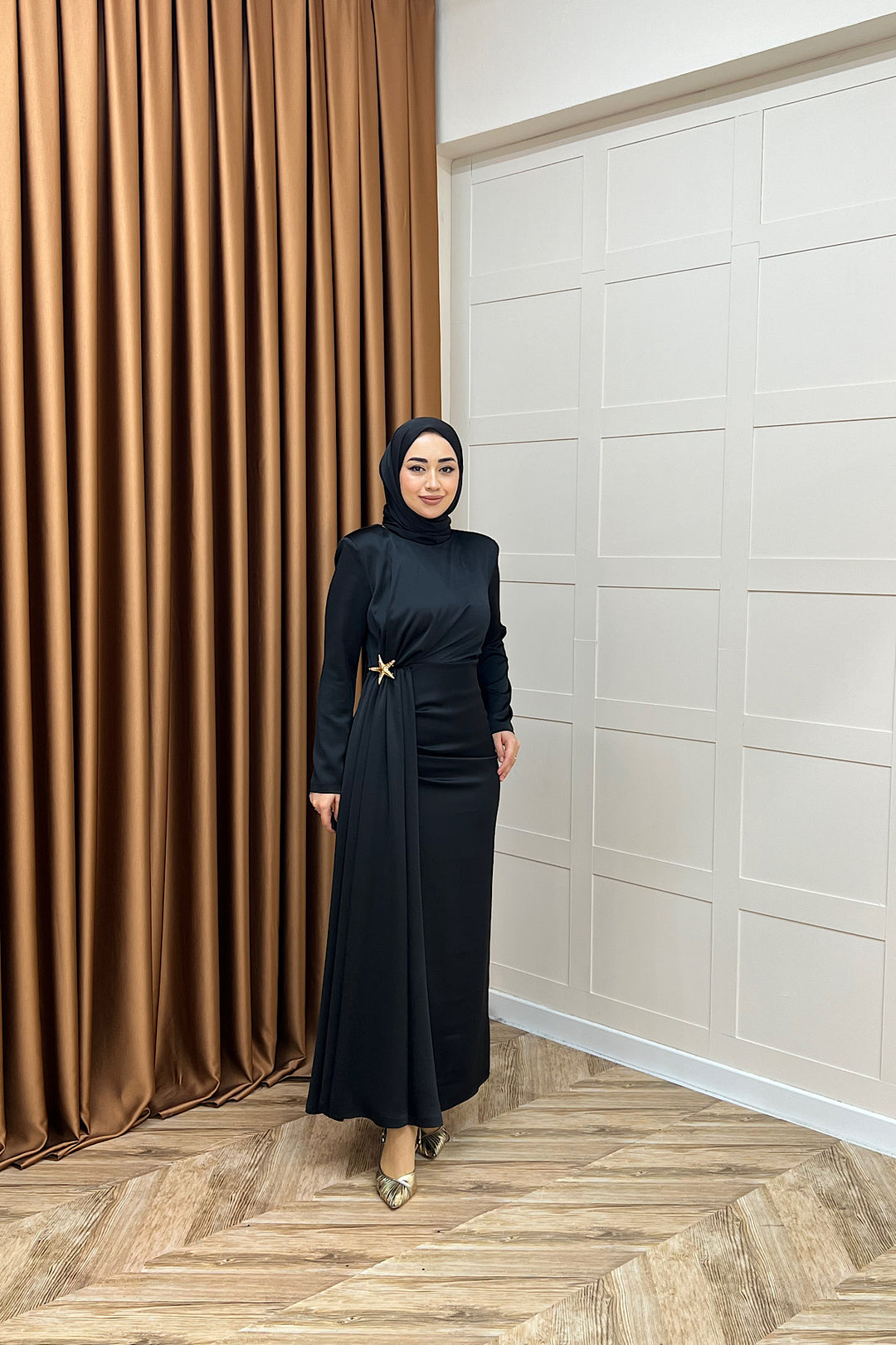 Hazel Saten Abiye Siyah 3084-SIYAH