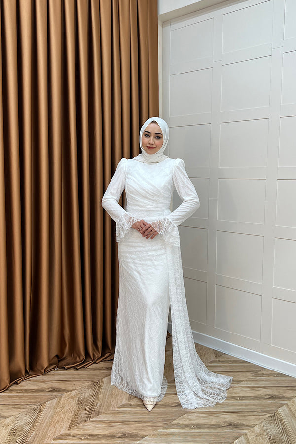 Serena Dantel Balık Abiye Beyaz 3082-BEYAZ