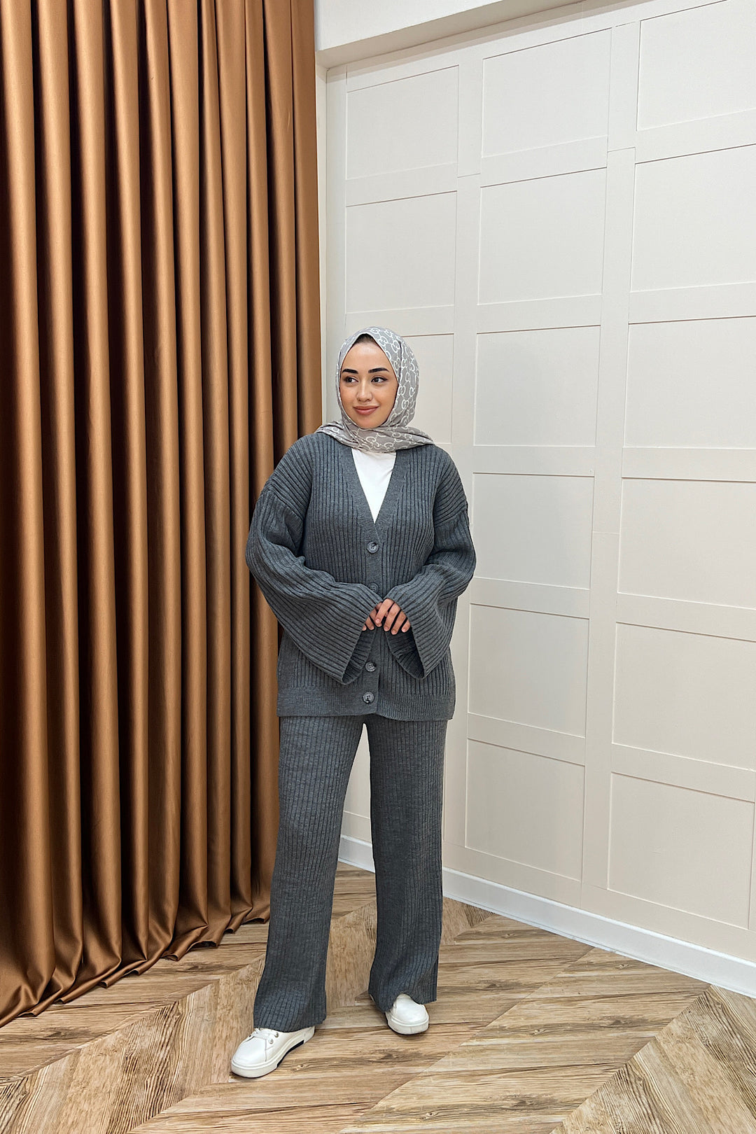 Galata Fitilli Triko Hırka Takım Antrasit 25630-ANTRASIT