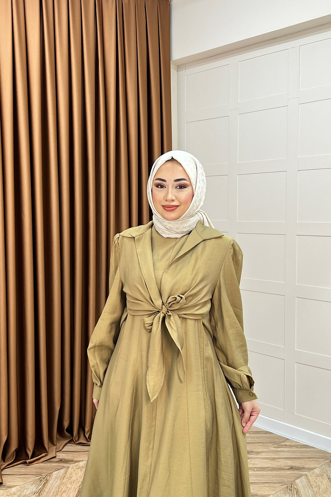 Liana İkili Elbise Yağ Yeşili 2352-YAGYESILI