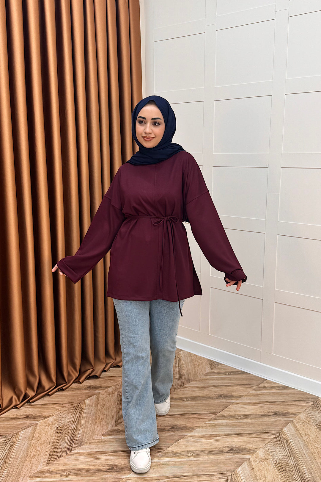 Türev Duble Kol Tunik Bordo 6060-BORDO