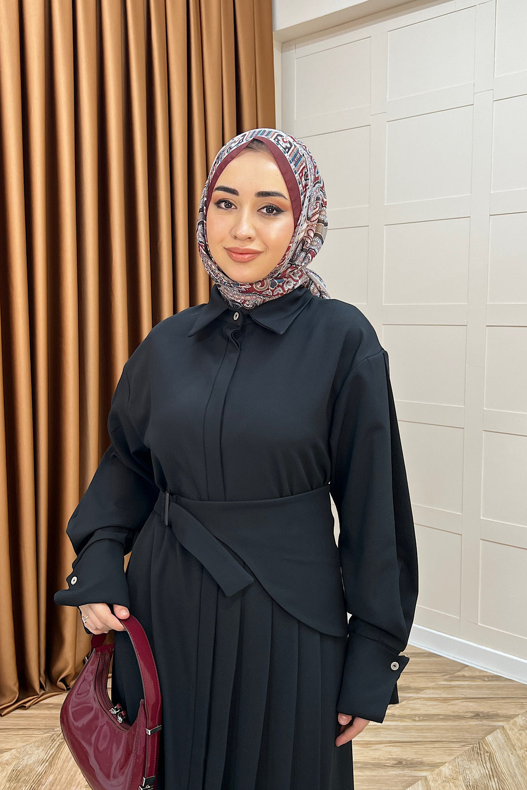 Aliza Pile Detay Elbise Siyah 3182-SIYAH