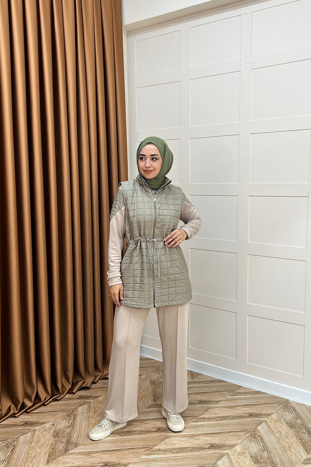 Armoni Kapitone Yelekli Üçlü Takım Yeşil 6015-YESIL