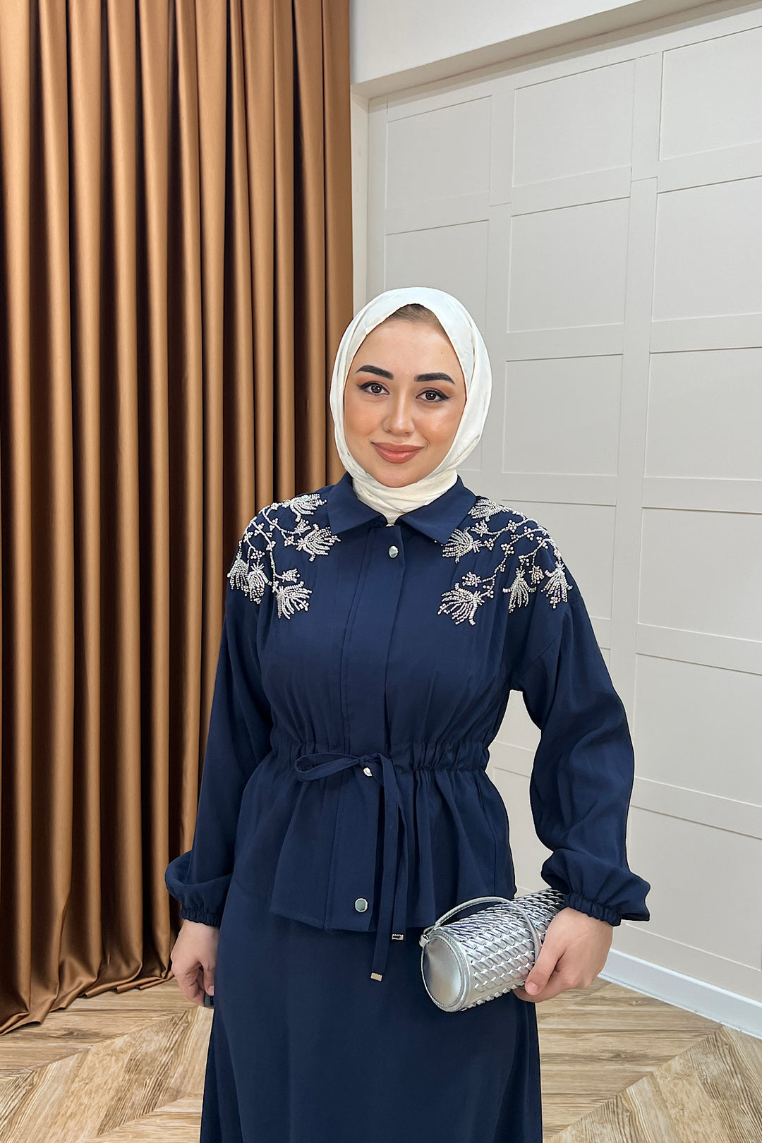 Laura Taş İşlemeli Etek Takım Lacivert 02969-LACIVERT