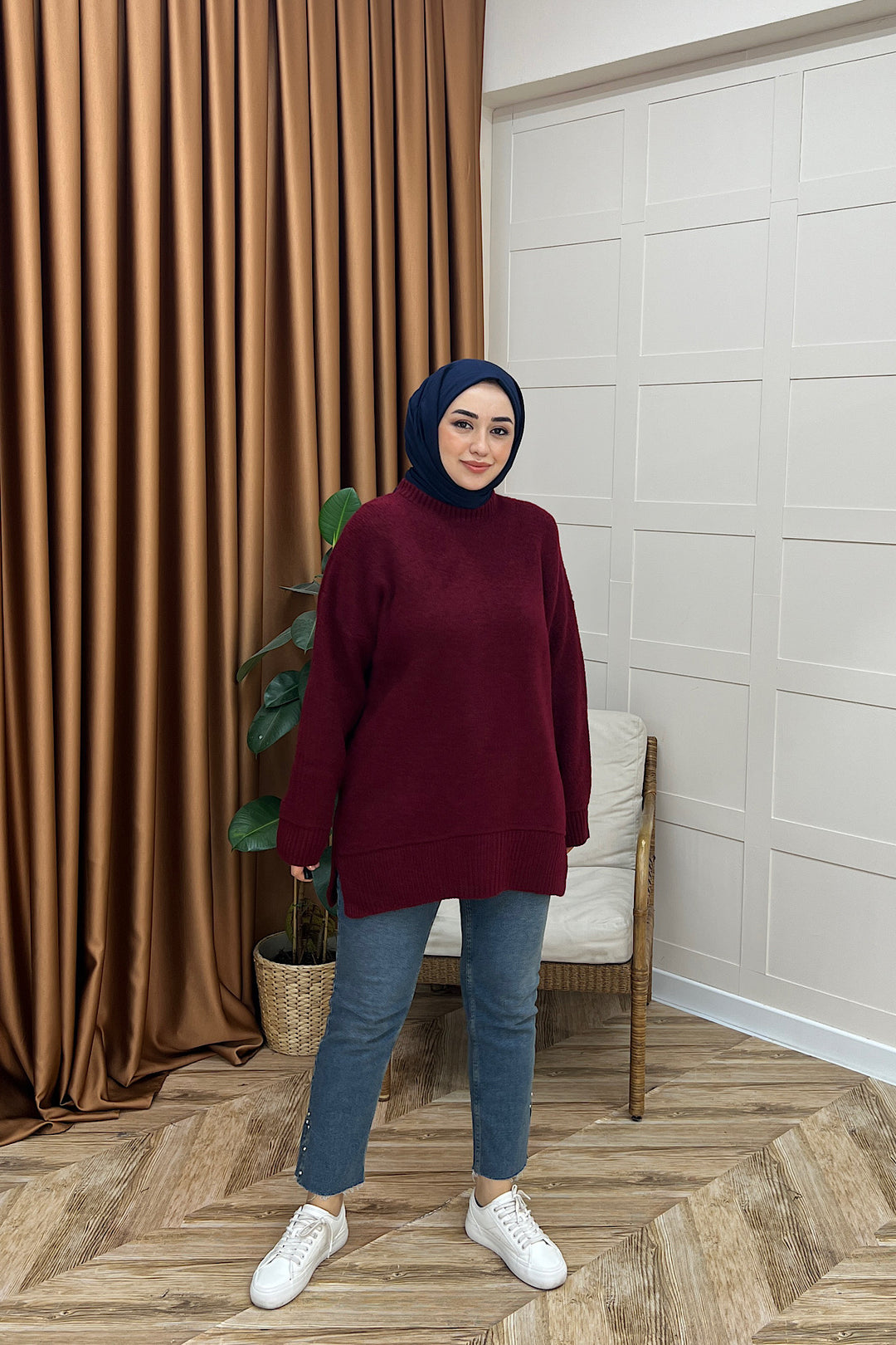 Lones Yumoş Tunik Bordo 26194-BORDO
