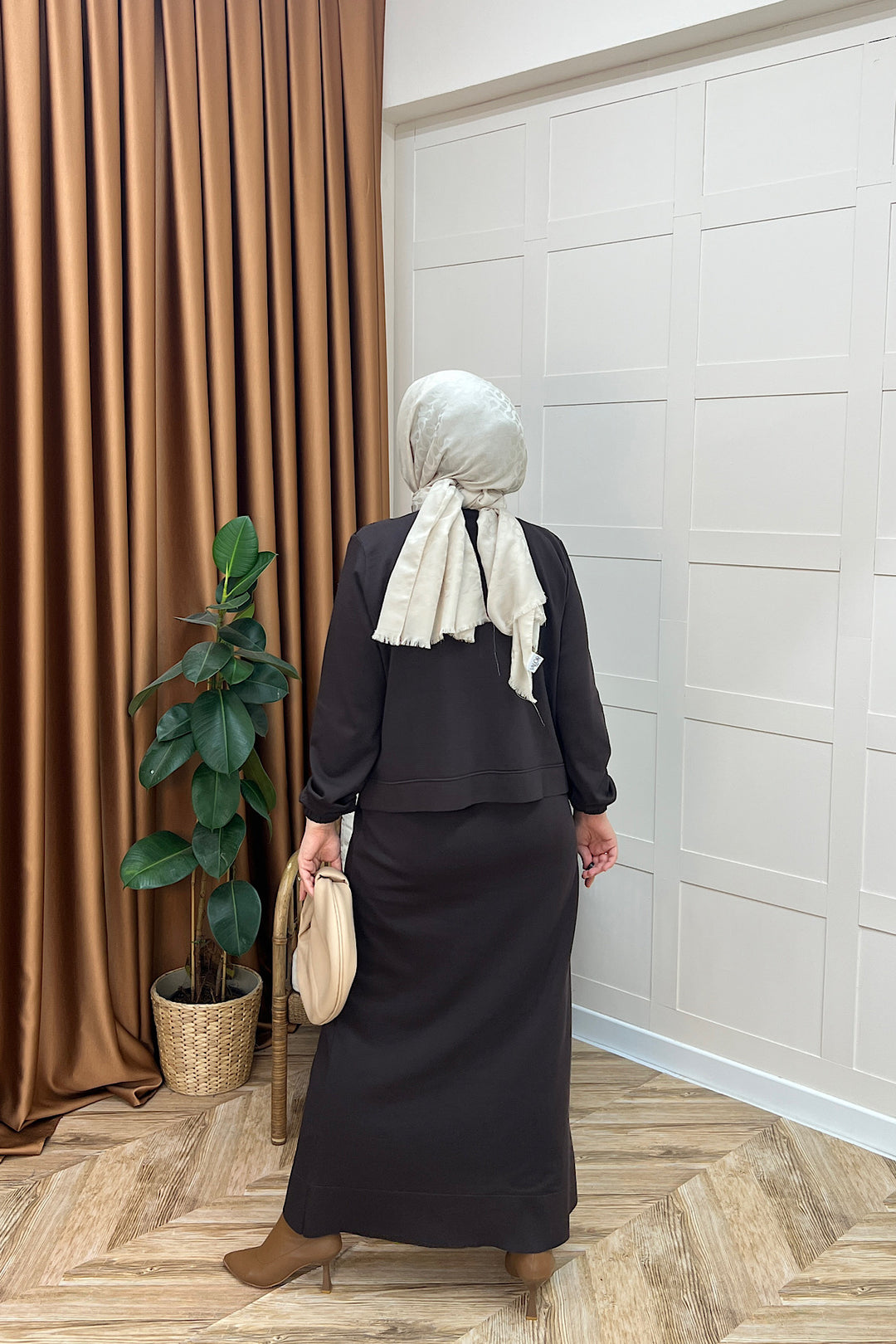 Maria İkili Elbise Kahverengi 26104-KAHVERENGI
