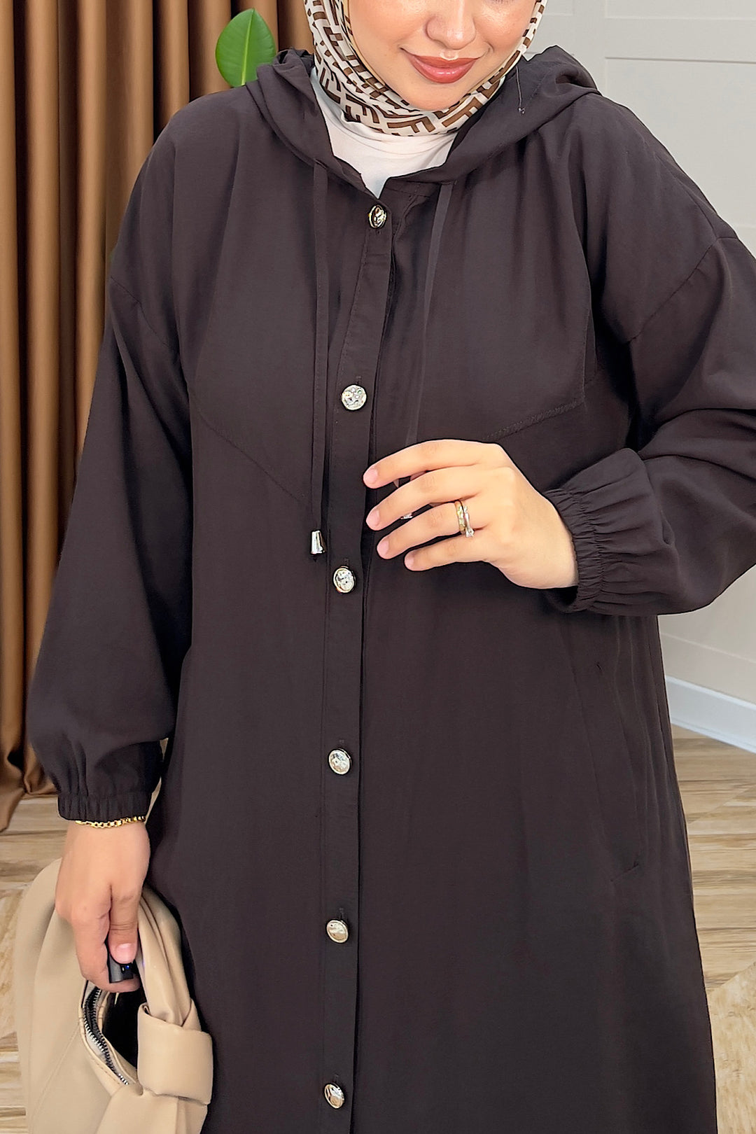 004-Liana Düğmeli Kap Kahverengi 004-KAHVERENGI