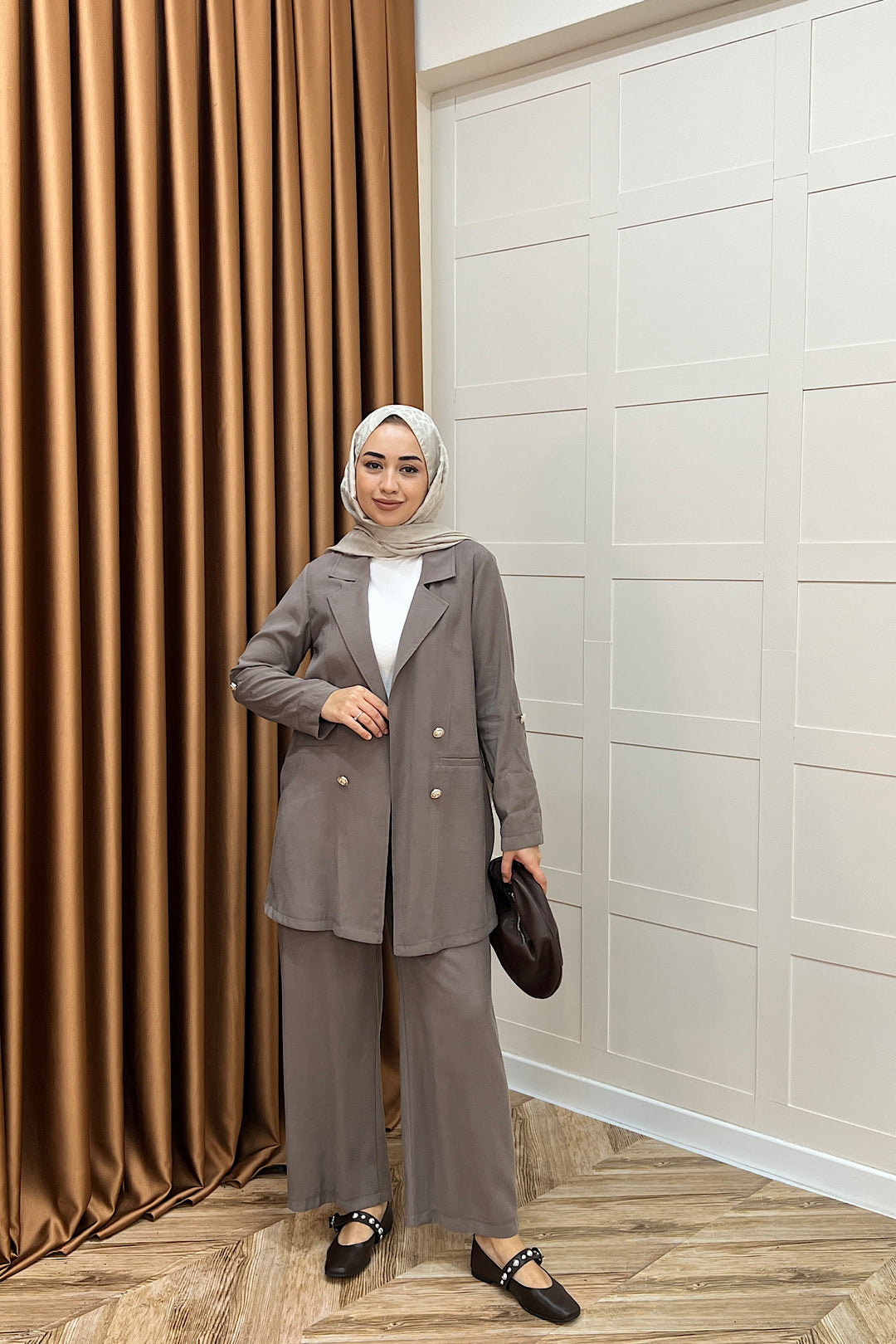 Sandra Ceketli Takım Kahverengi 5003-KAHVERENGI