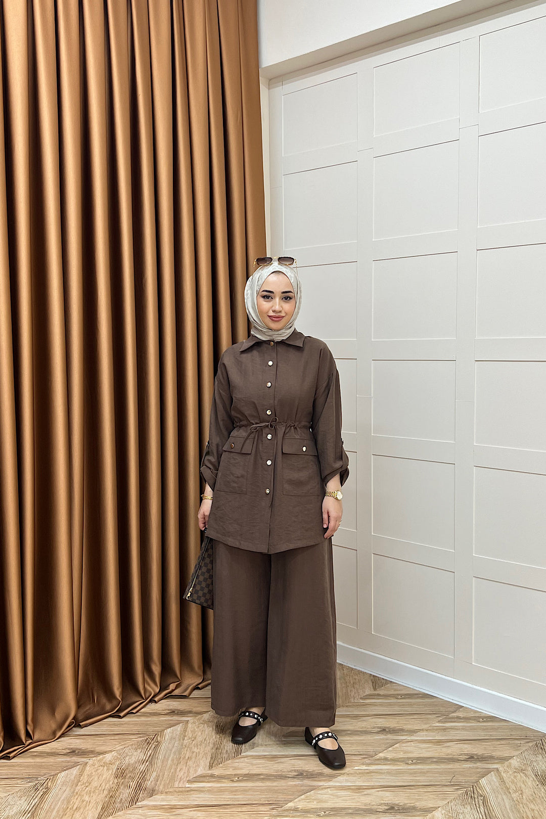 Aria Belden Bağlamalı İkili Takım Kahverengi 3184-KAHVERENGI