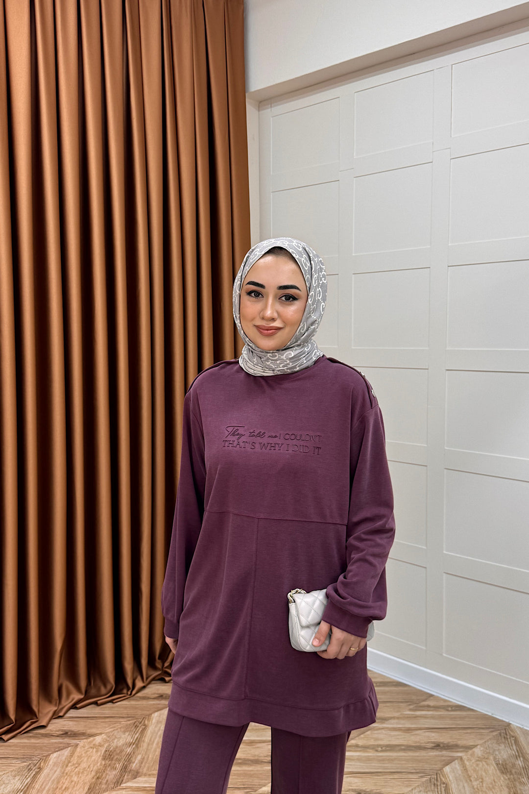 Parla Pike Omuz Detay İkili Takım Mürdüm 03009-MURDUM