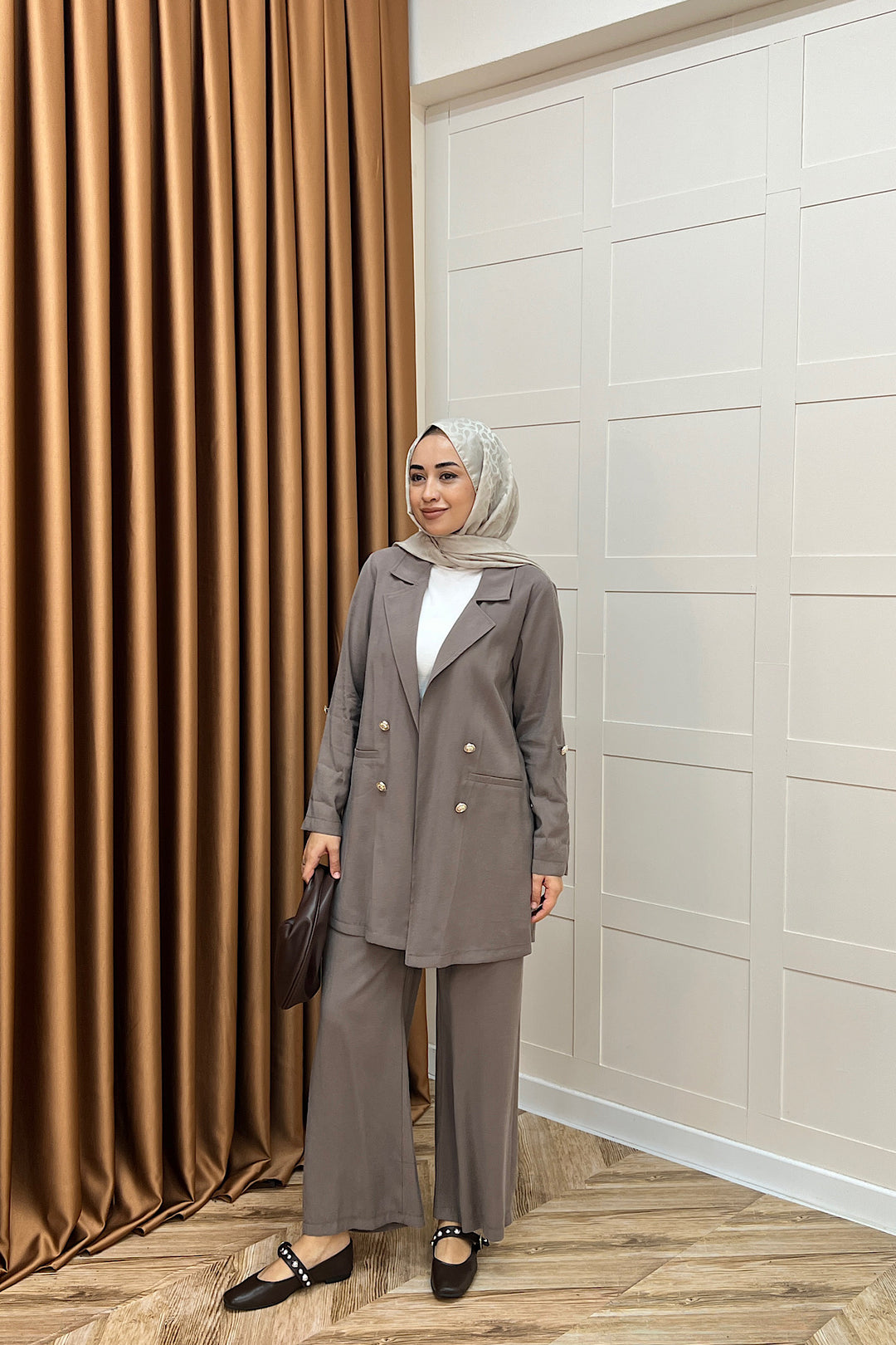 Sandra Ceketli Takım Kahverengi 5003-KAHVERENGI