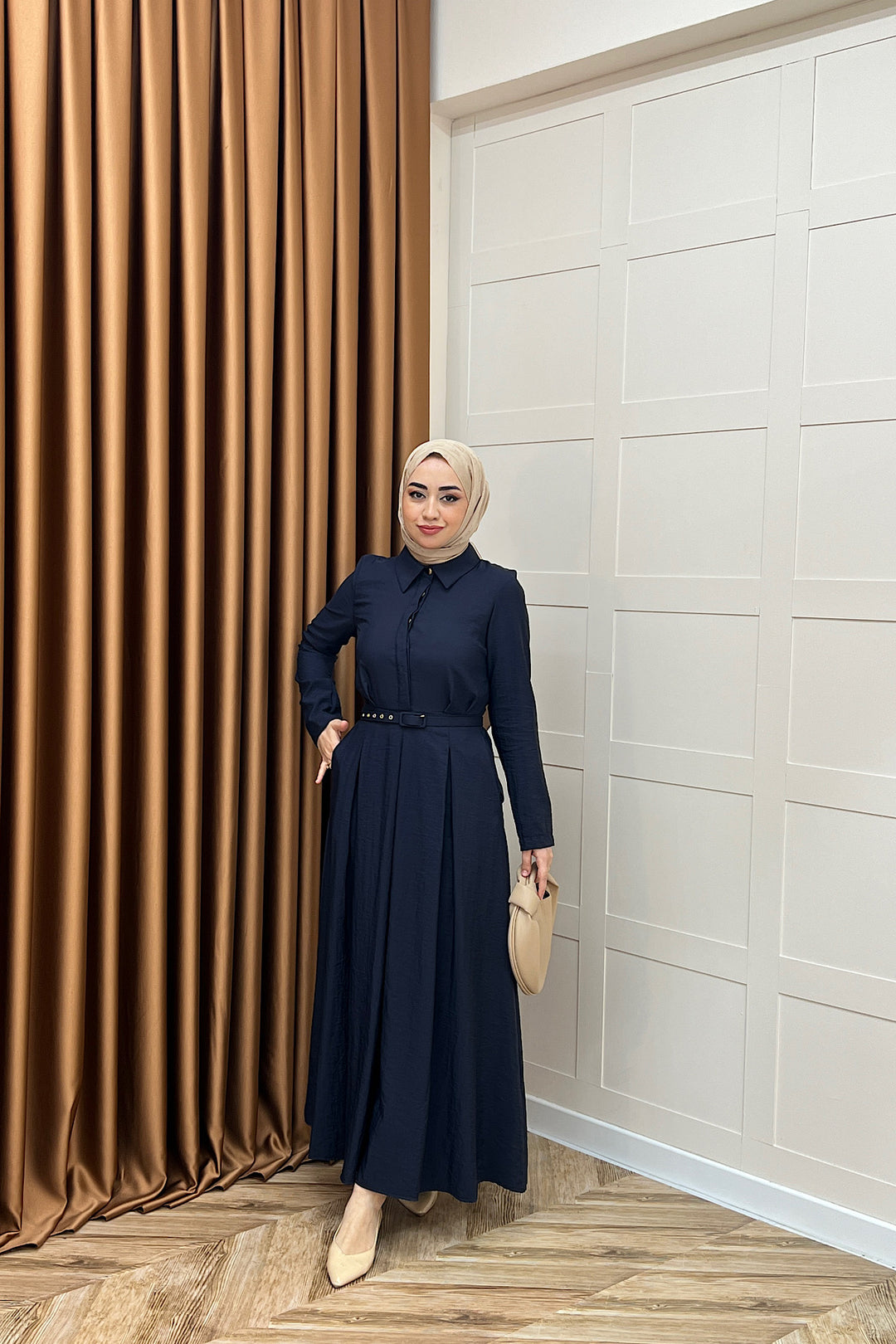 Lunia Kemerli Elbise Lacivert 5010-LACIVERT