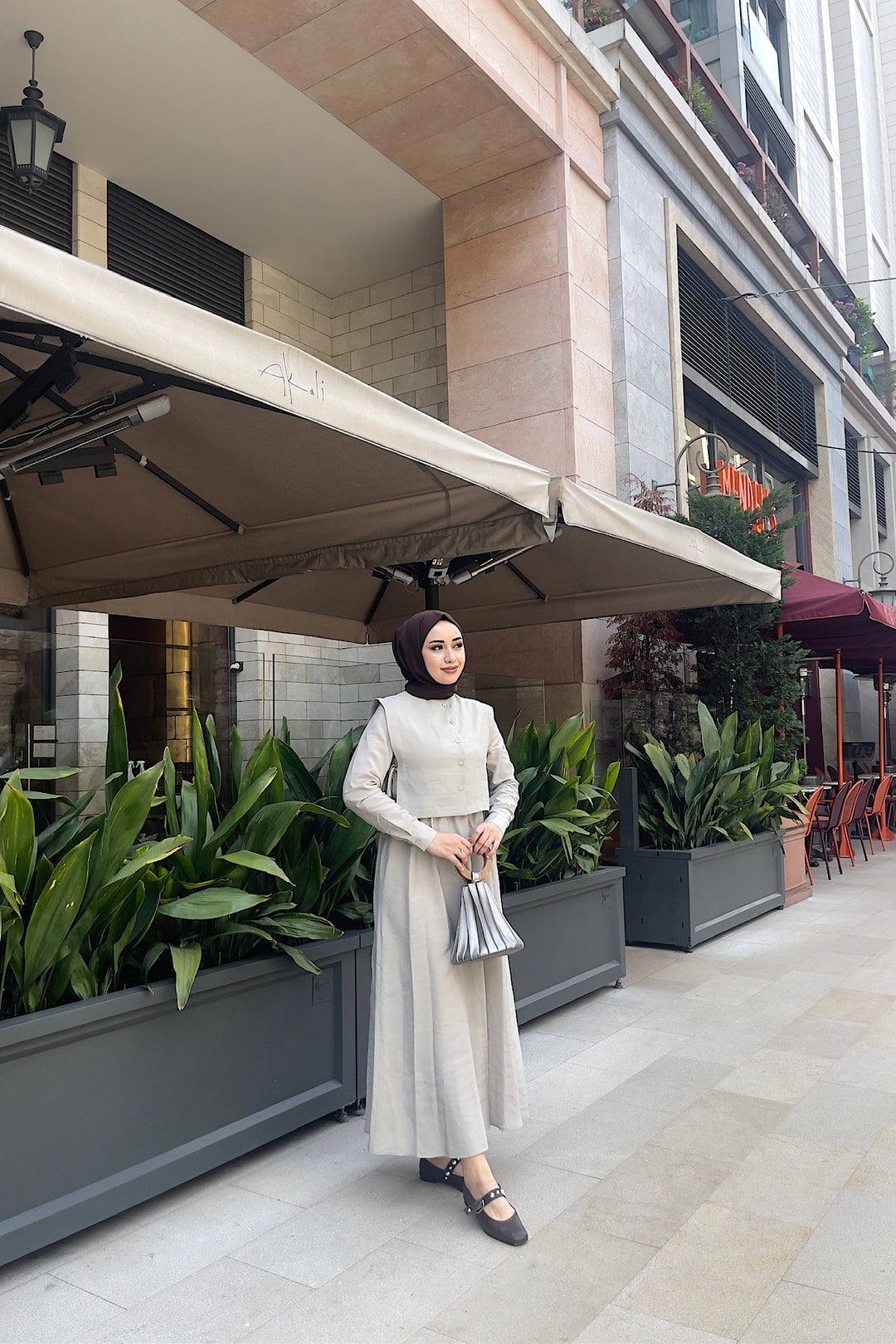 Beli Lastikli Yelekli Elbise Taş 8349-TAS