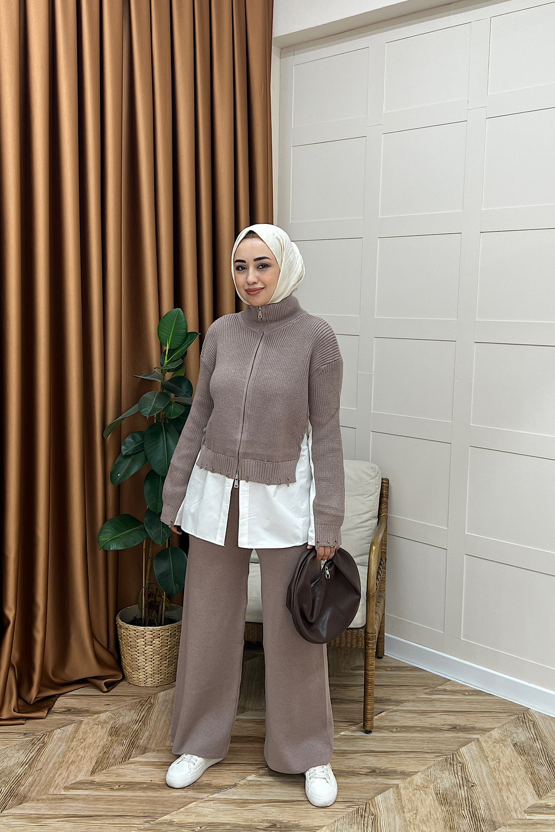 Nora Gömlek Detay İkili Takım Vizon 26170-VIZON