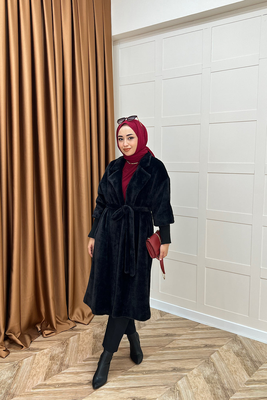 Angora Premium Kumaş Kaban Siyah 5519-SIYAH