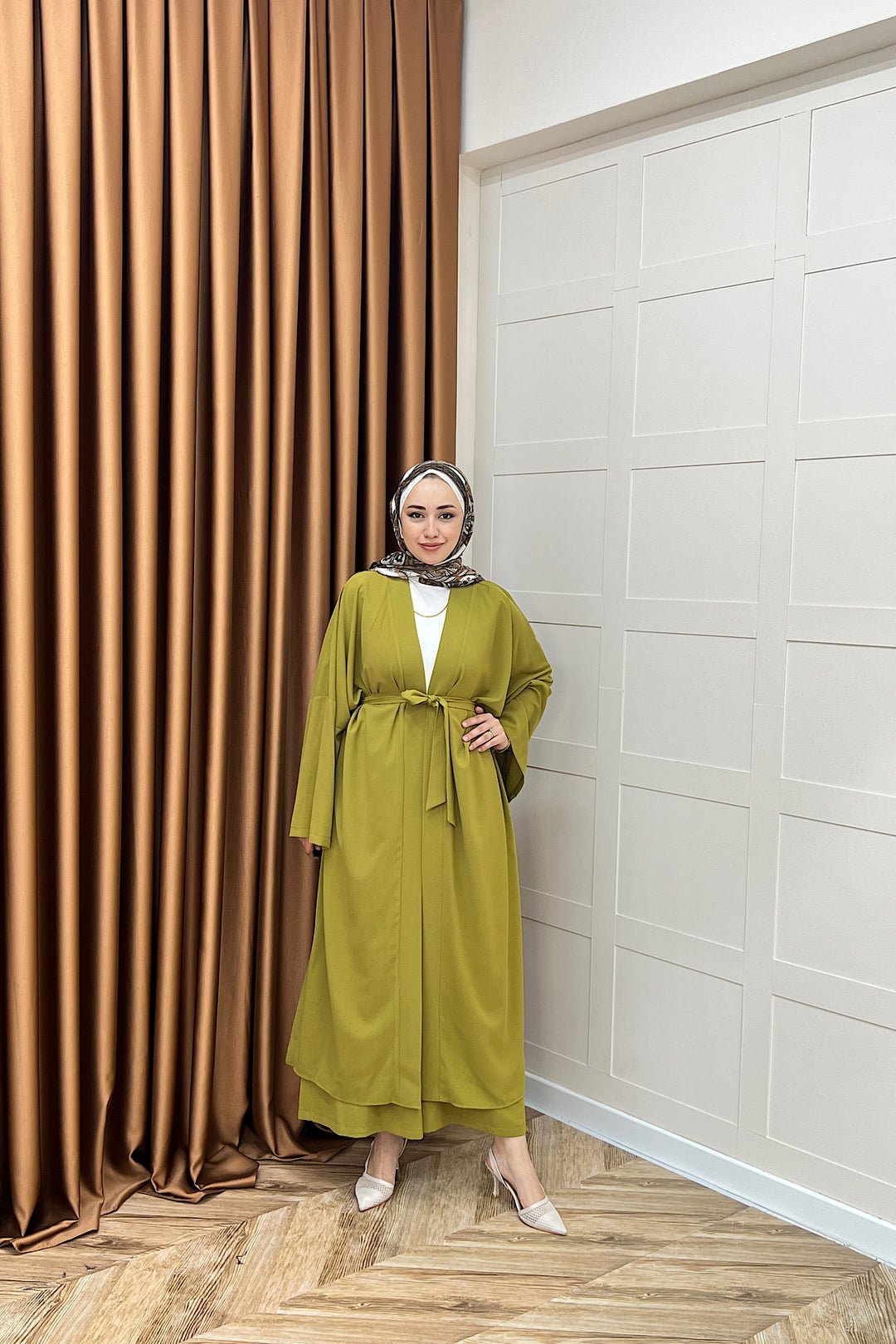 Mina İkili Kimono Takım Yağ Yeşili 8571-YAGYESILI