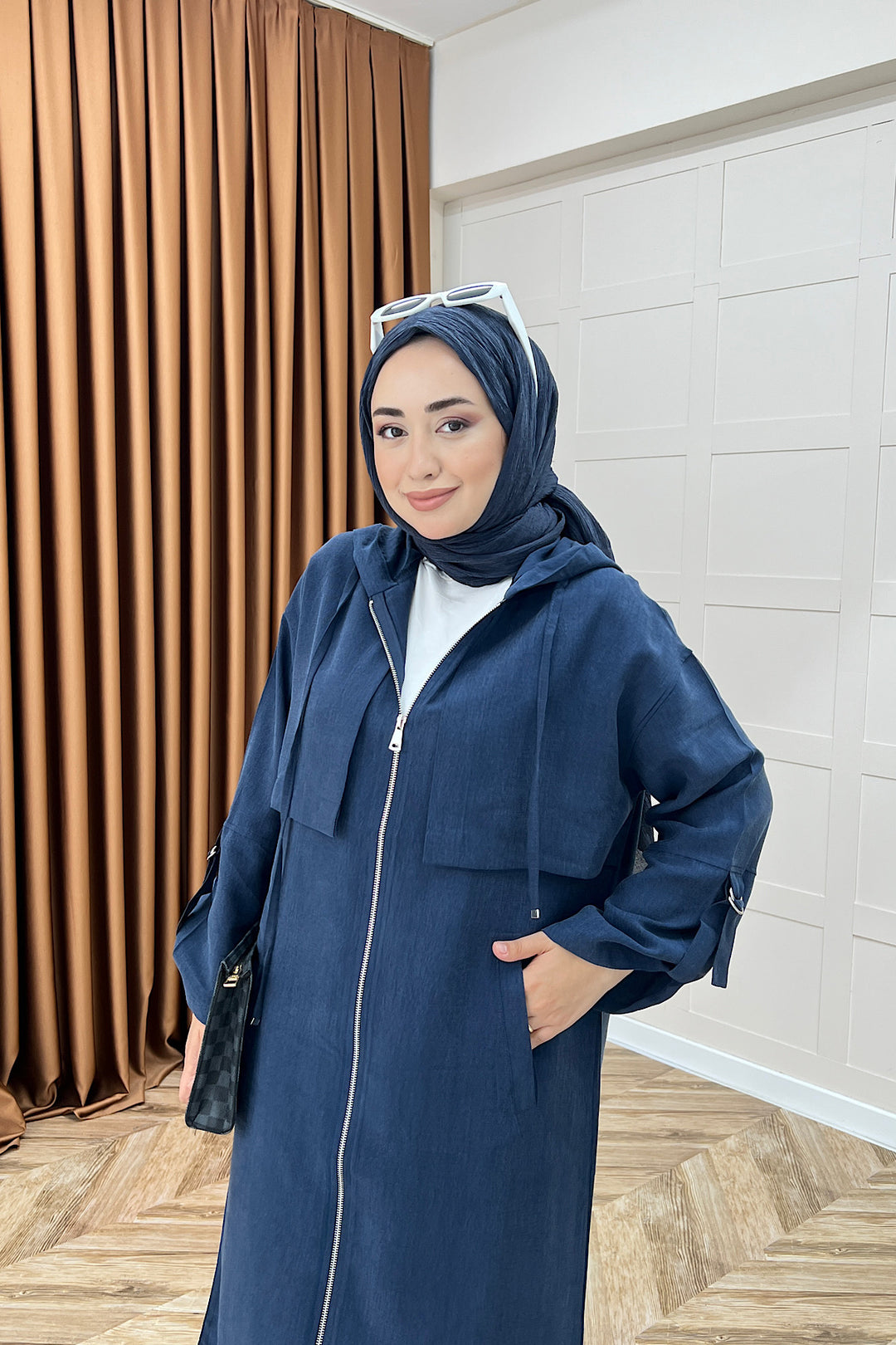 Zeva Fermuarlı Kap Lacivert 6348-LACIVERT