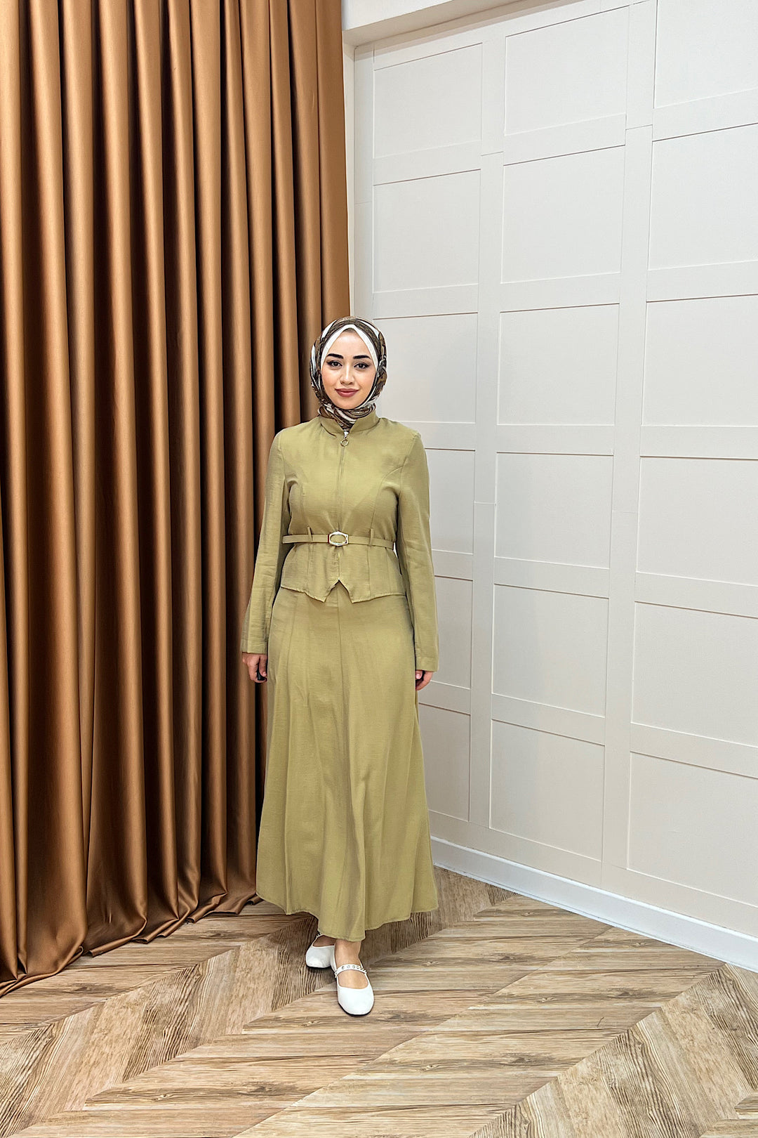 Mira Kemerli Etek Takım Yağ Yeşili 03183-YAGYESILI