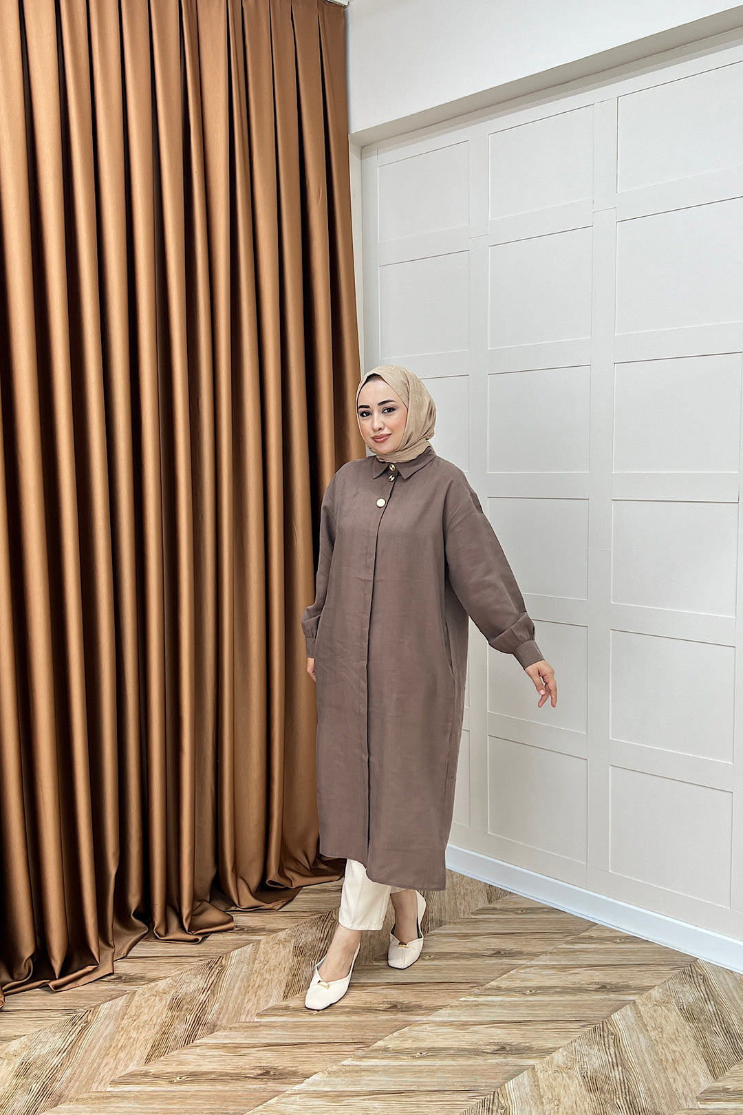 Zaina Uzun Tunik Kahverengi 6523-KAHVERENGI