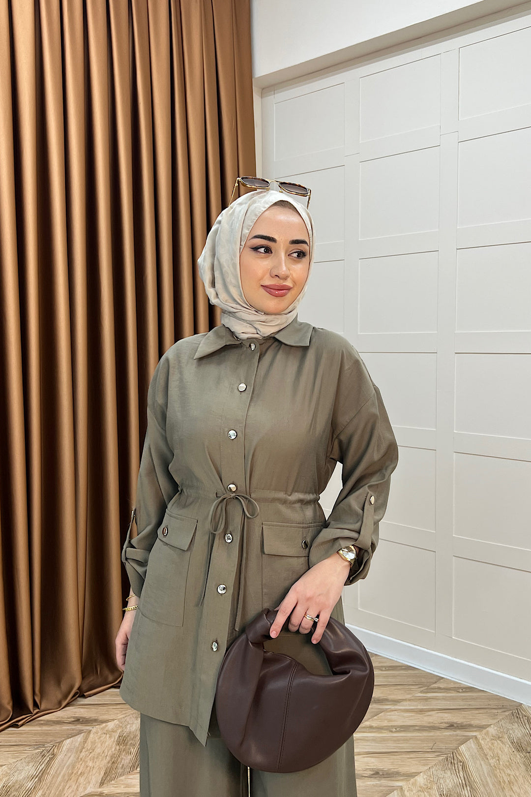 Aria Belden Bağlamalı İkili Takım Haki 3184-HAKI