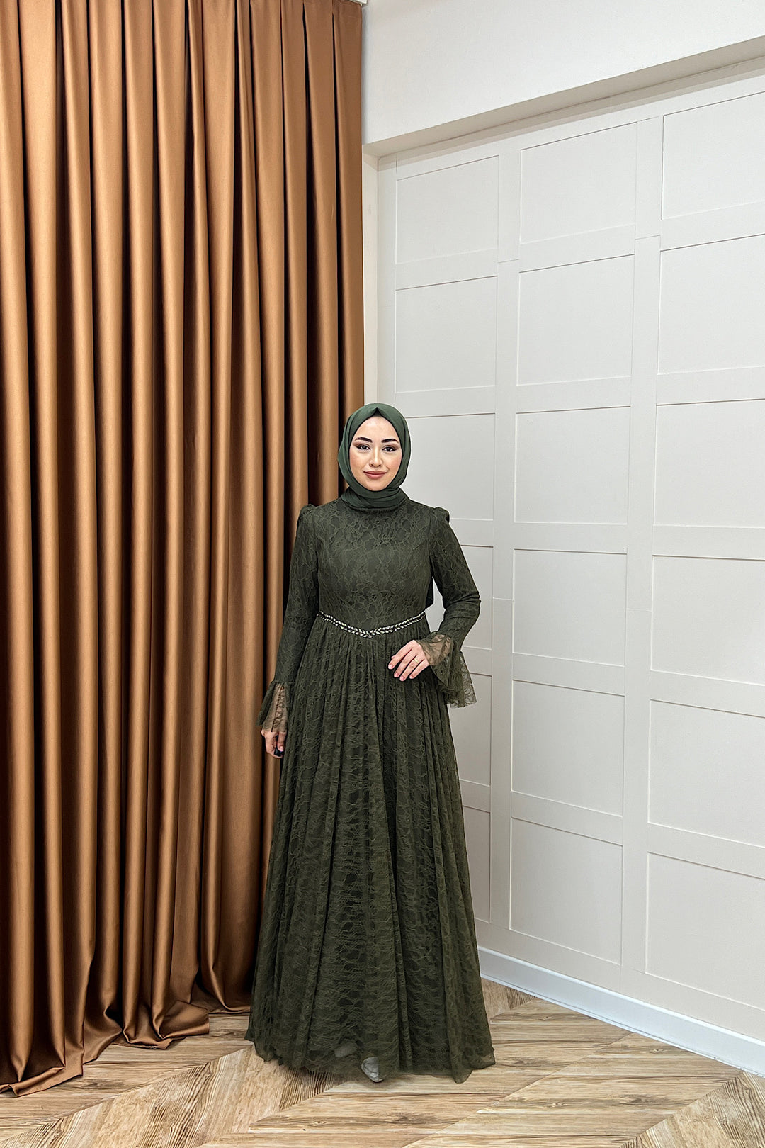 Elena Dantel Abiye Haki 03101-HAKI