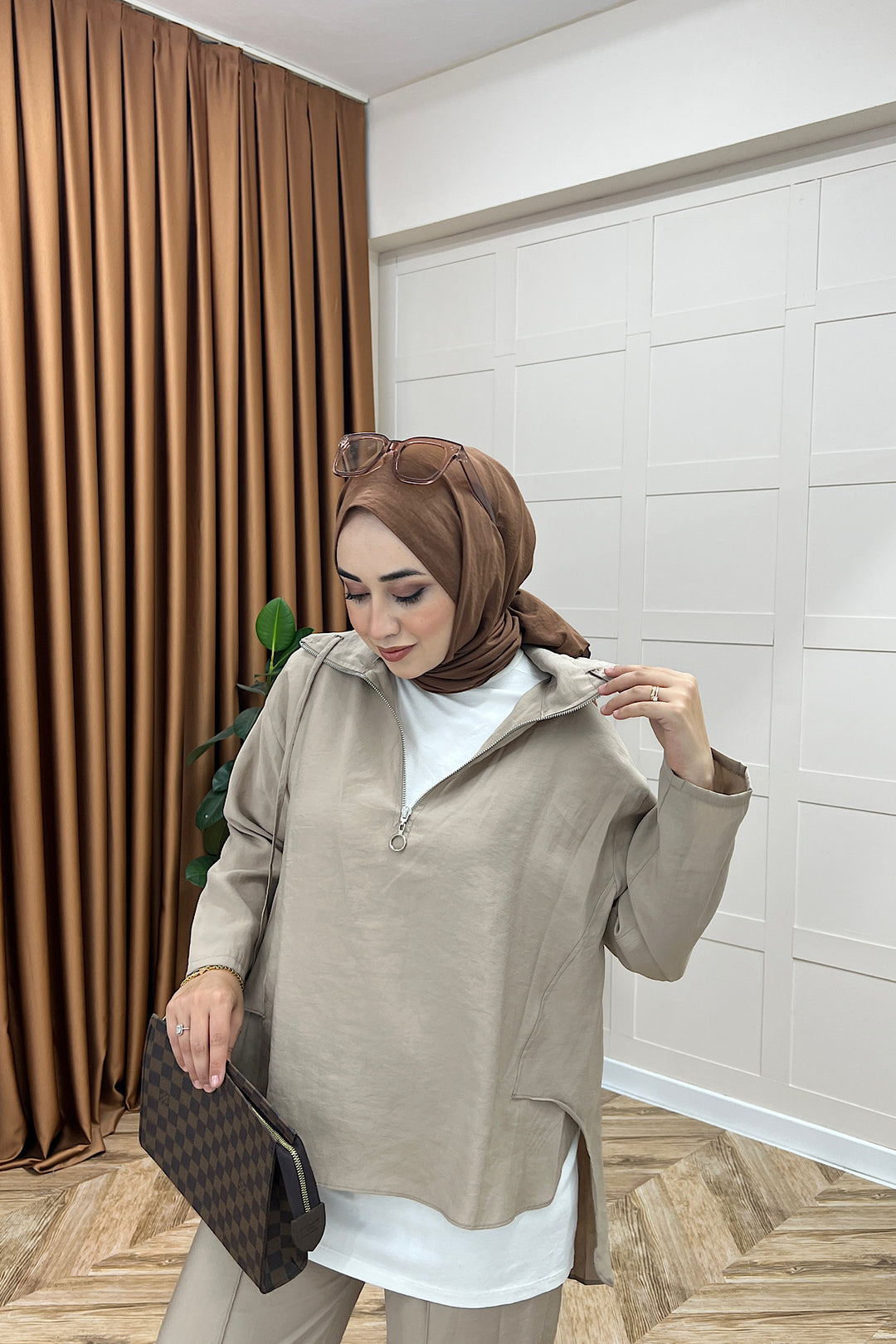 Almira Yarım Fermuar İkili Takım Vizon 08370-VIZON