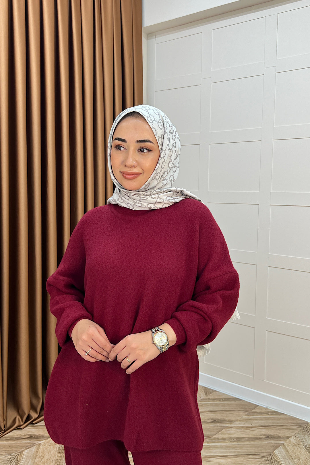 Dilşah Angora İkili Triko Takım Bordo 25650-BORDO