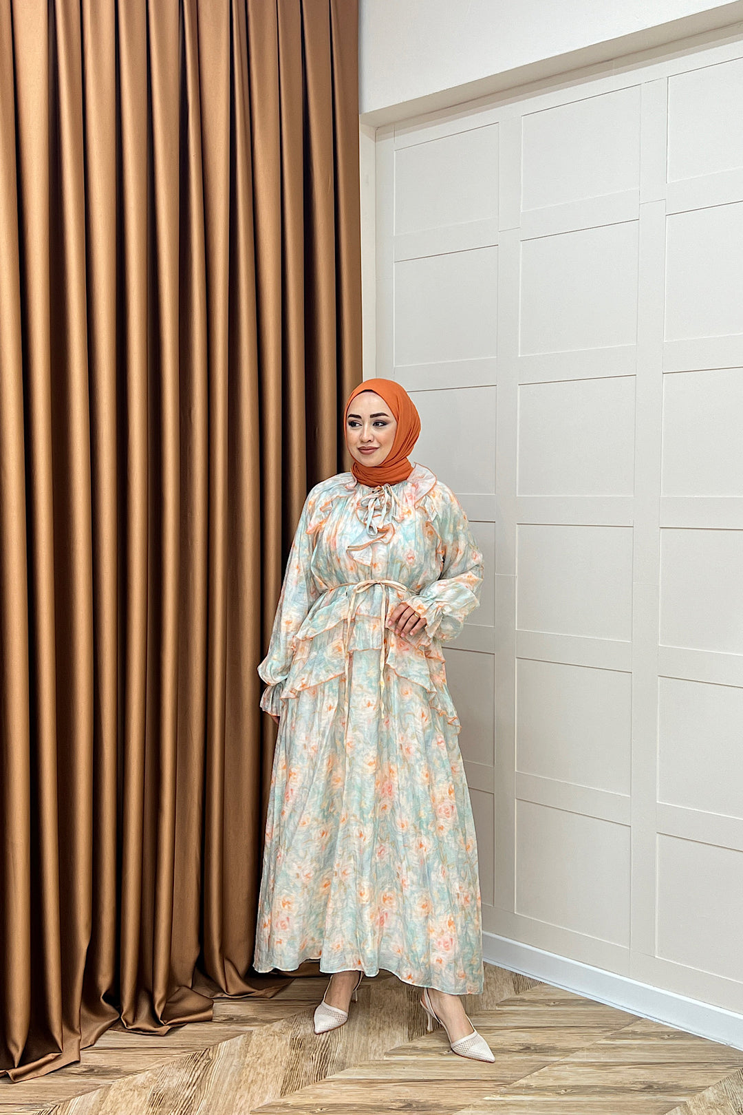 Mindy Fırfırlı Elbise Mavi 5179-MAVI