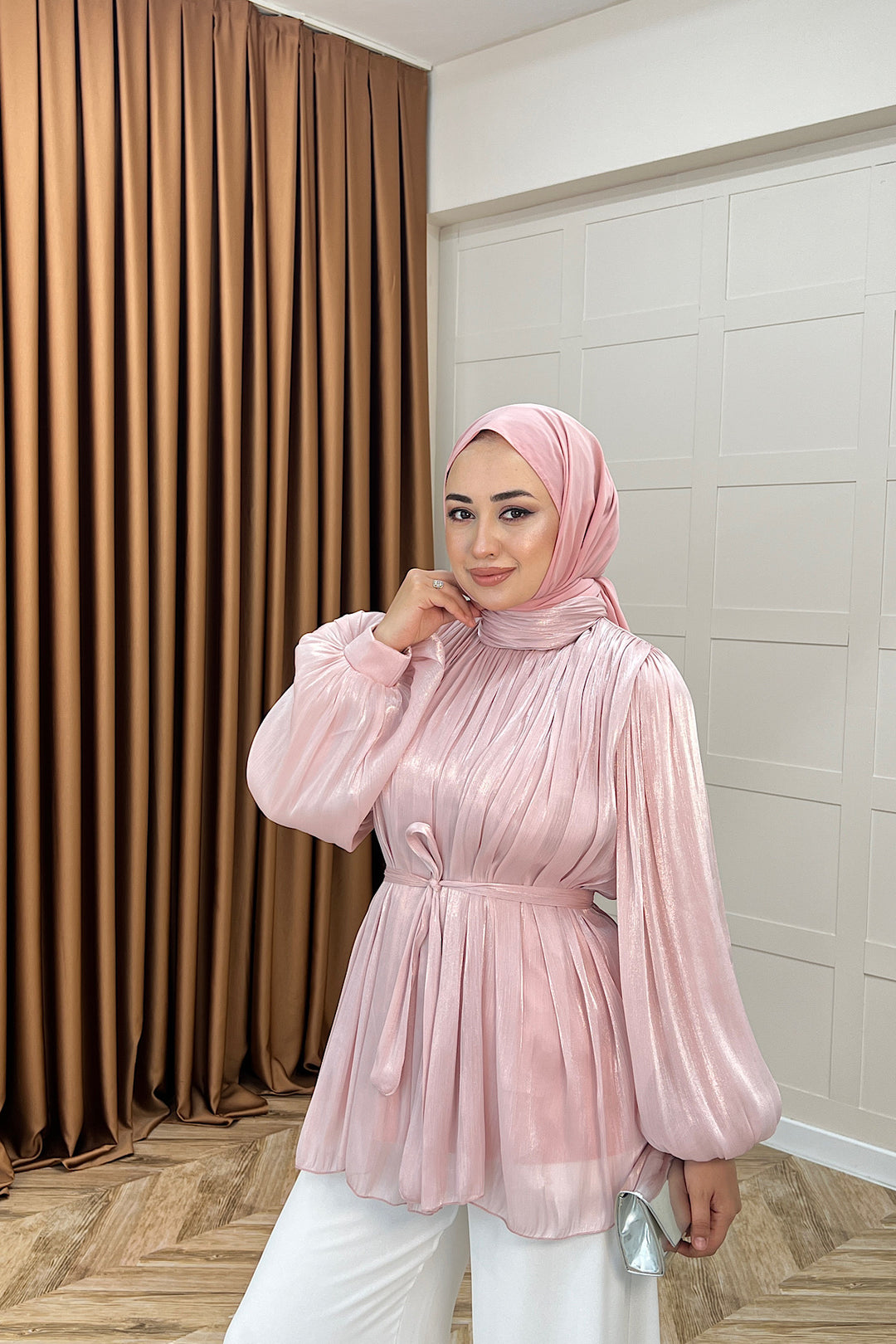 Hope Balon Kol Tunik Pudra 2306-PUDRA