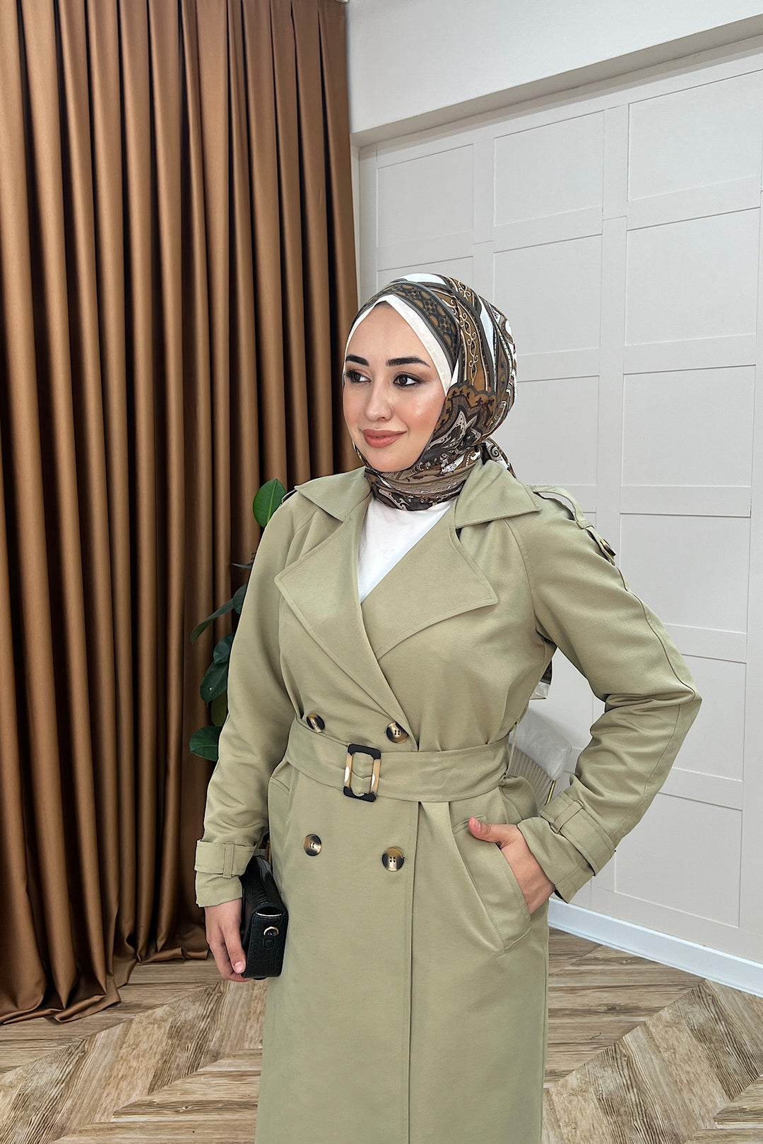 Pamella Kuşaklı Trençkot Çağla Yeşili 5533-CAGLAYESILI