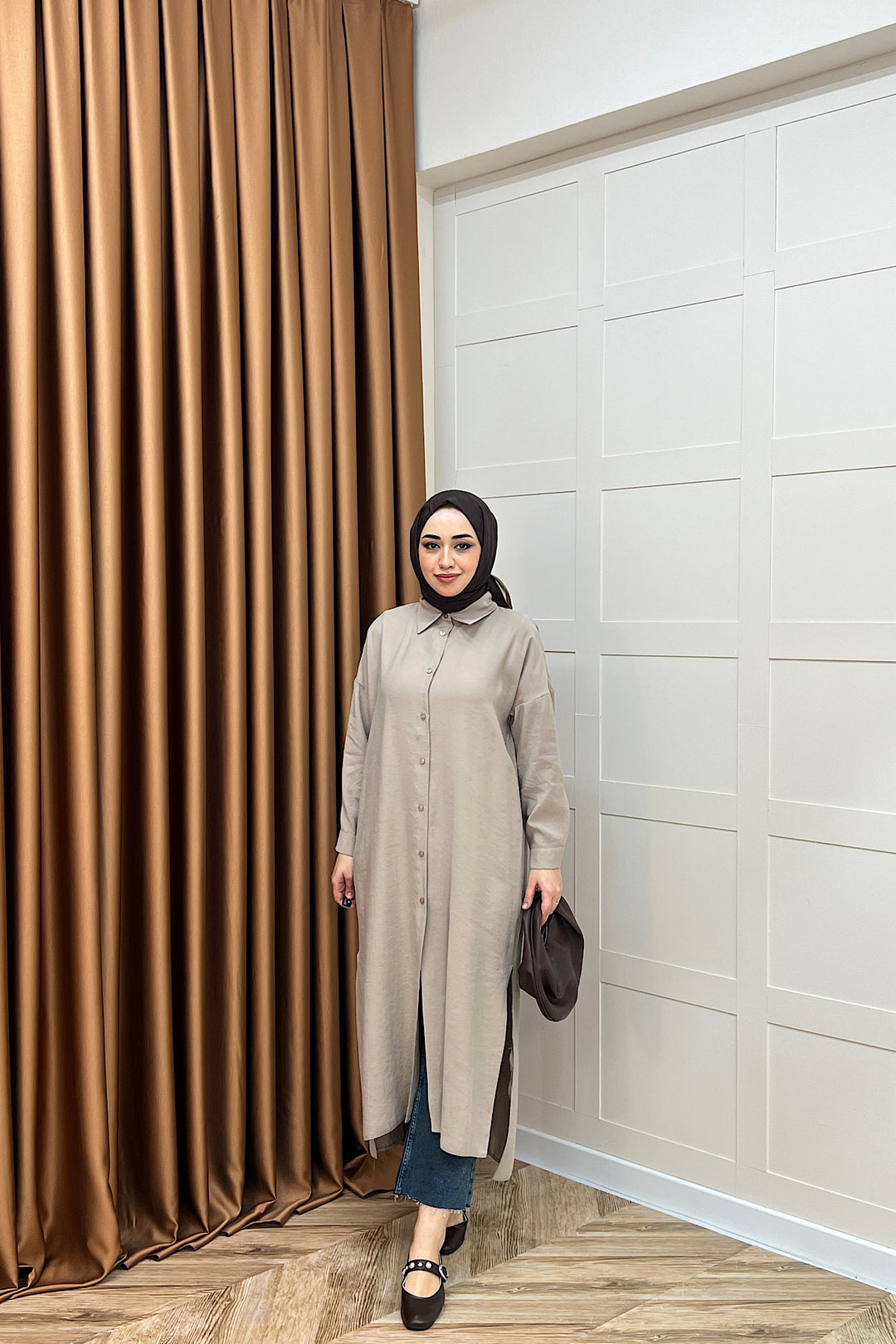 Cupra Uzun Tunik Vizon 02760-VIZON