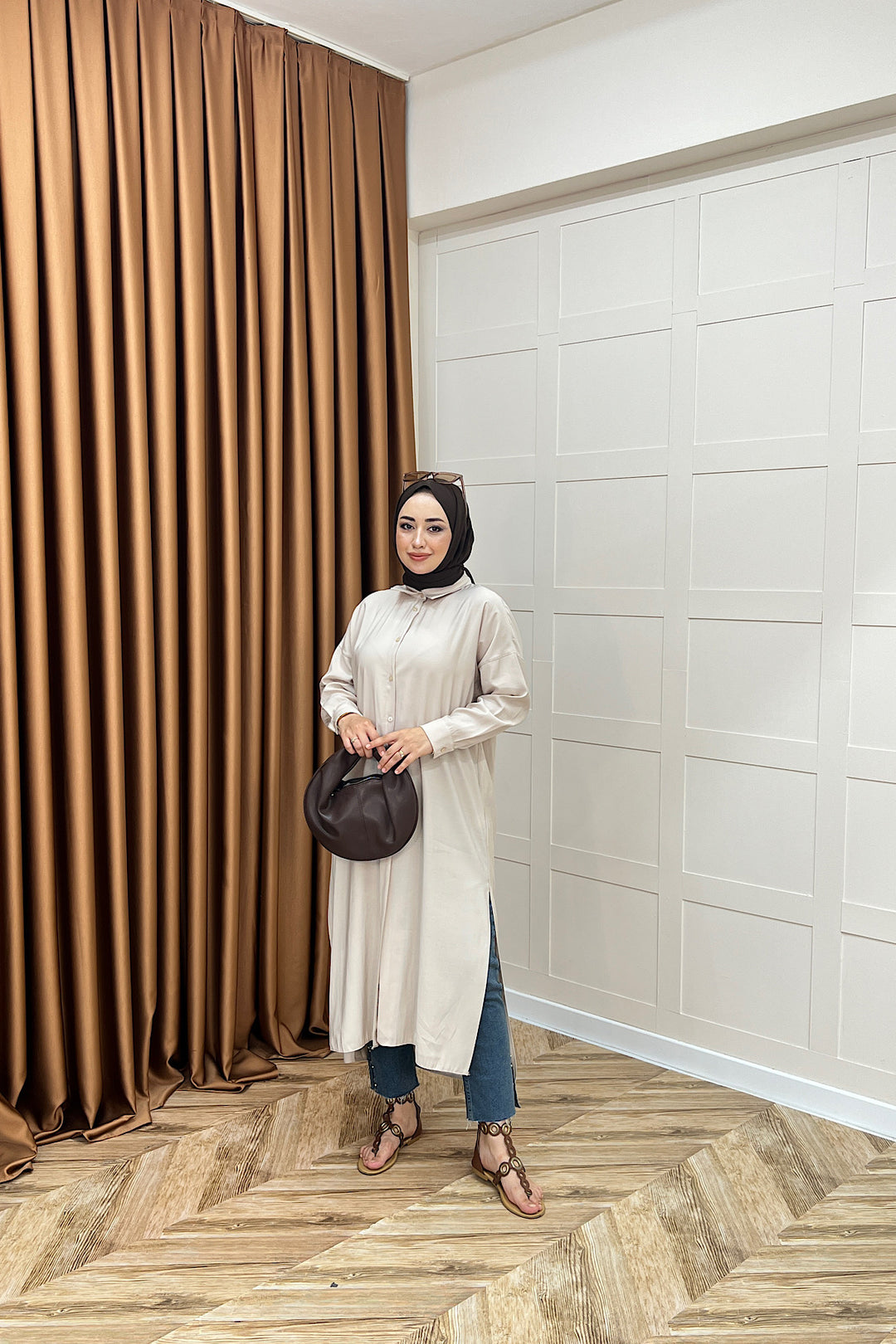 Cupra Uzun Tunik Taş 02760-TAS