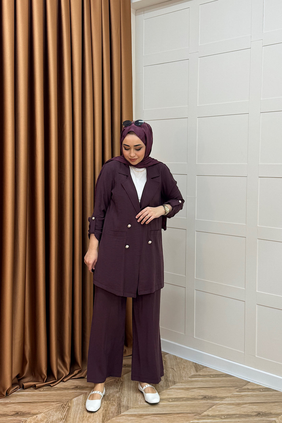 Sandra Ceketli Takım Mürdüm 5003-MURDUM