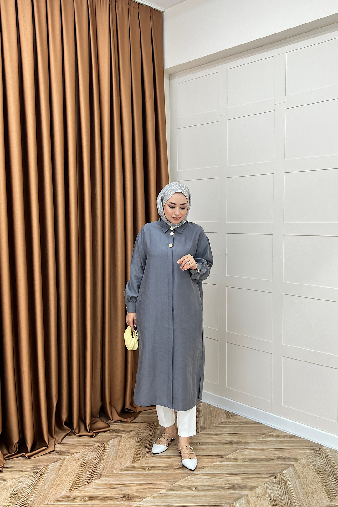 Zaina Uzun Tunik Gri 6523-GRI