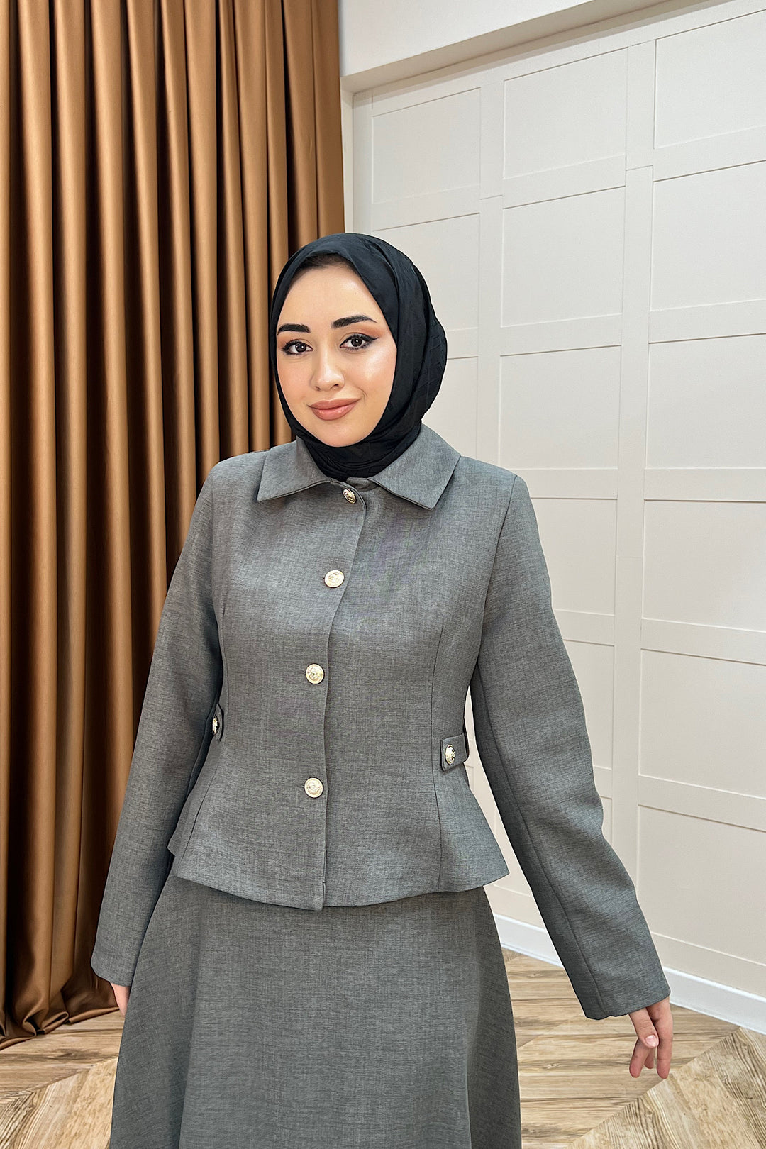 Pırlanta Etek Takım Gri 3179-GRI