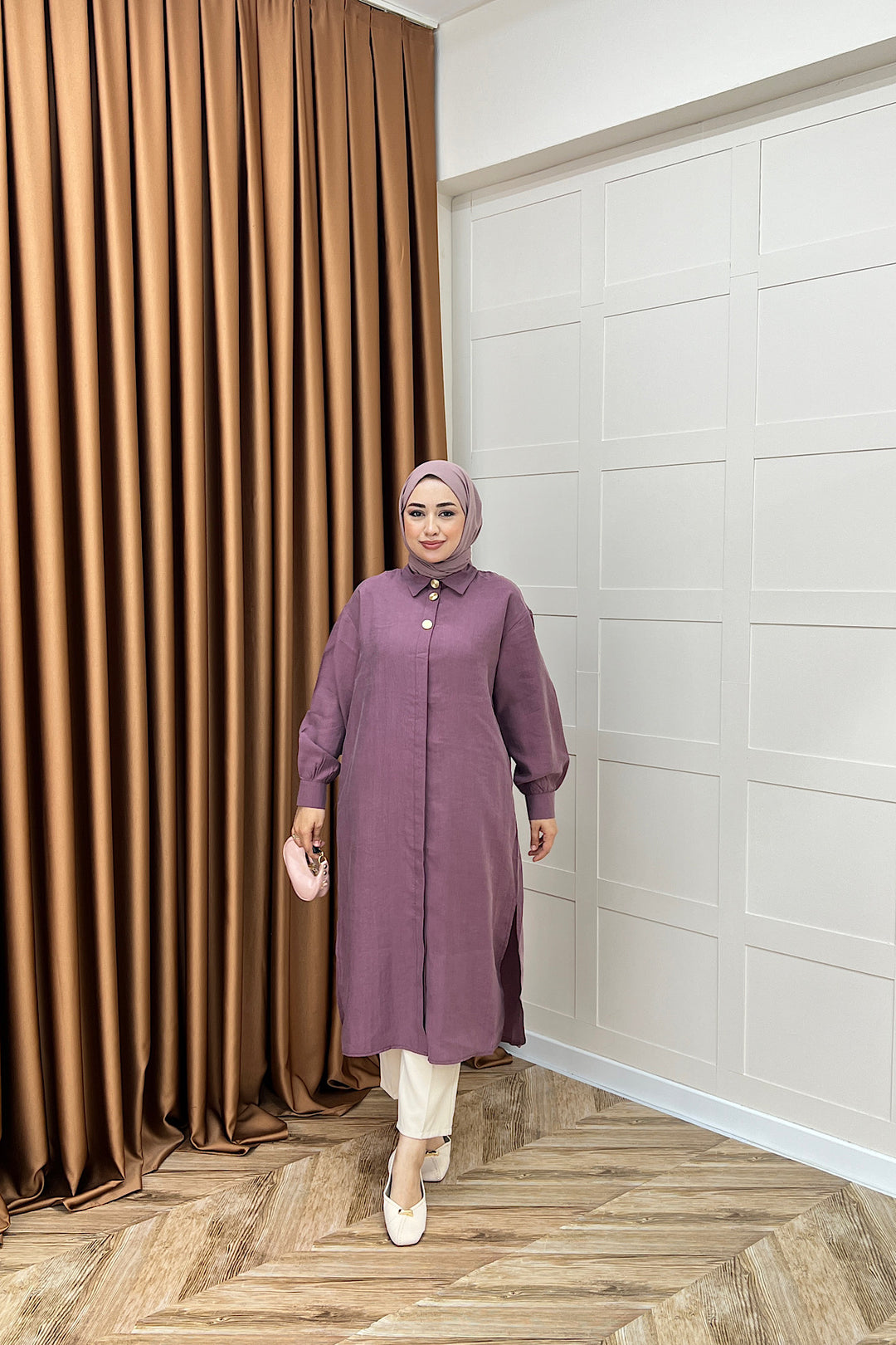 Zaina Uzun Tunik Gül Kurusu 6523-GULKURUSU