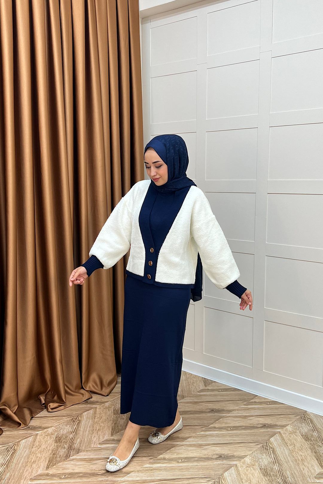 Sezen İkili Triko Elbise Lacivert 241090-LACIVERT