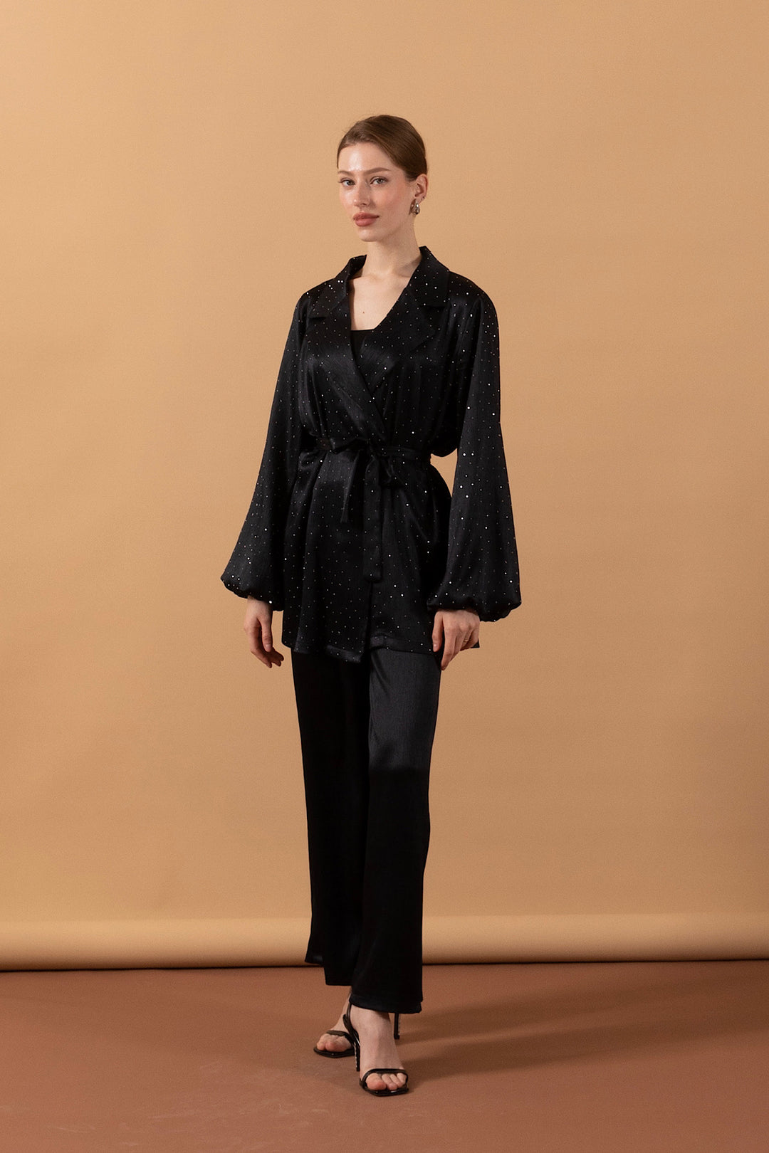 Taş İşlemeli ikili Takım Siyah 4293-SIYAH