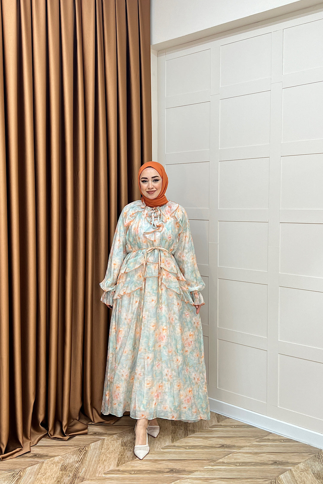 Mindy Fırfırlı Elbise Mavi 5179-MAVI