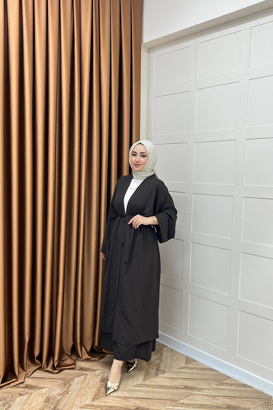 Mina İkili Kimono Takım Kahverengi 8571-KAHVERENGI