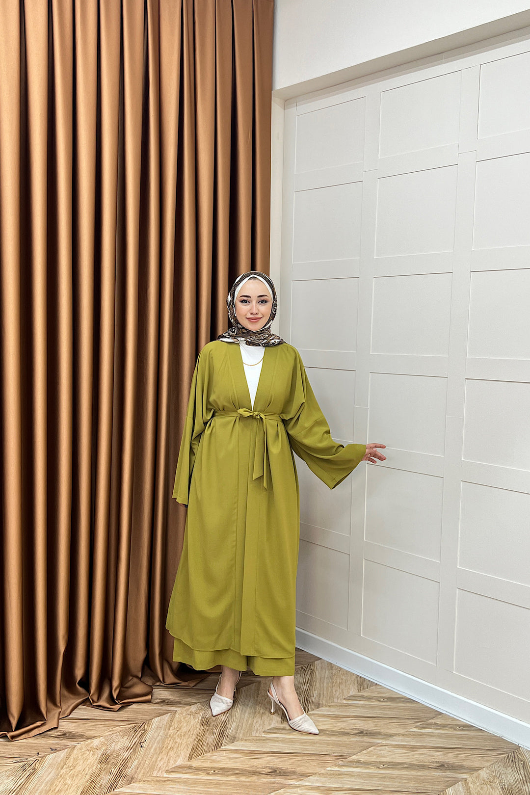 Mina İkili Kimono Takım Yağ Yeşili 8571-YAGYESILI