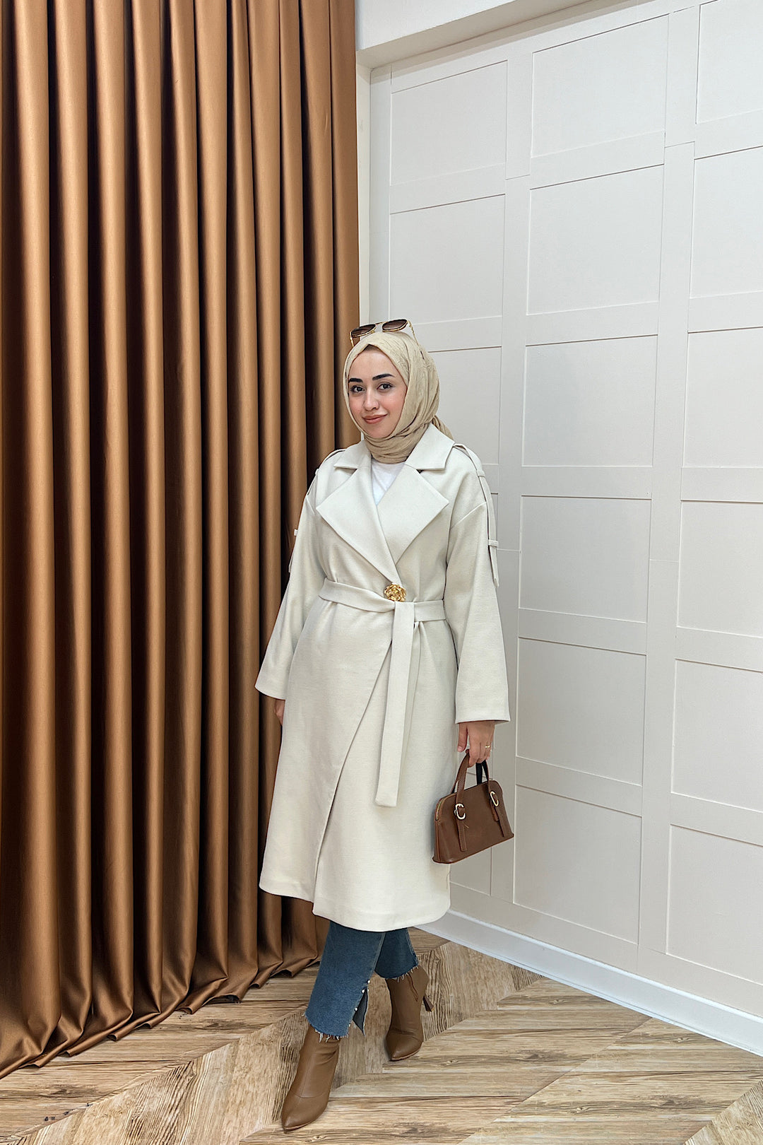 Parya Omuz Detay Kaşe Kaban Taş 5531-TAS