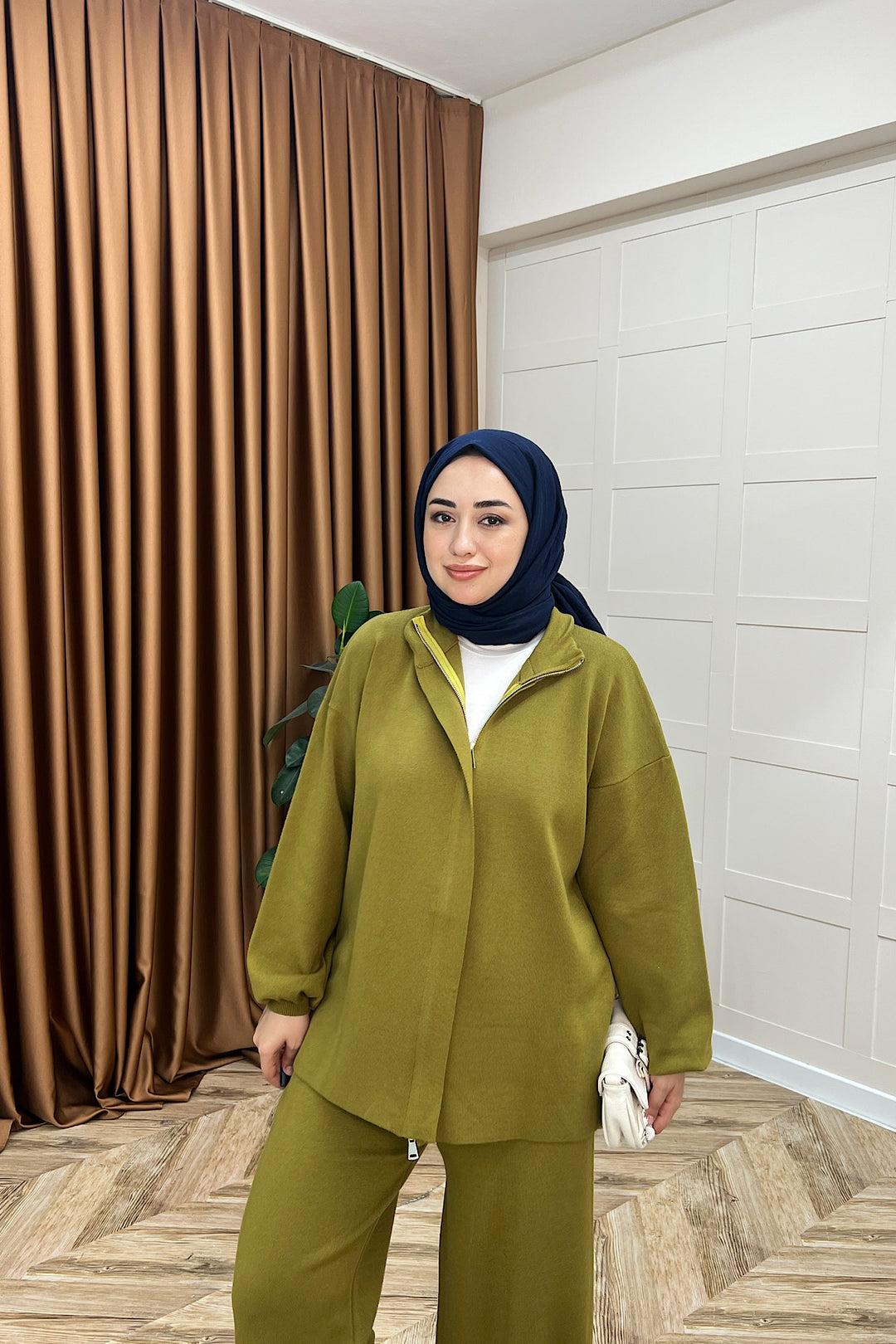 Bero İkili Triko Takım Yağ Yeşili 26234-YAGYESILI