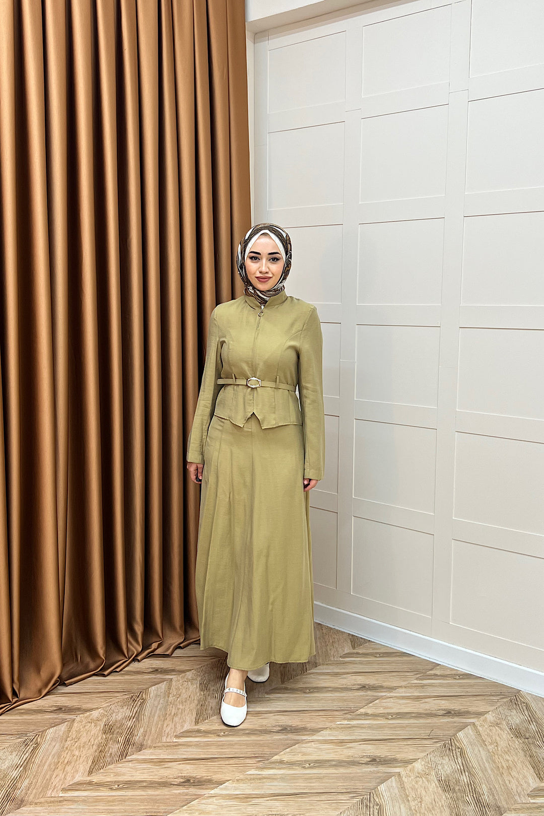 Mira Kemerli Etek Takım Yağ Yeşili 03183-YAGYESILI