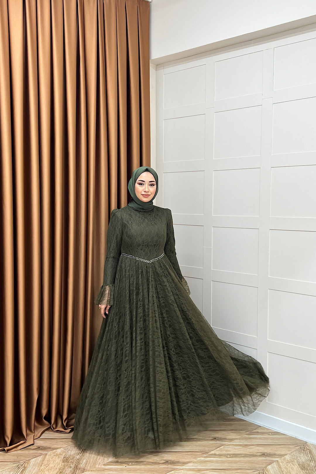 Elena Dantel Abiye Haki 03101-HAKI